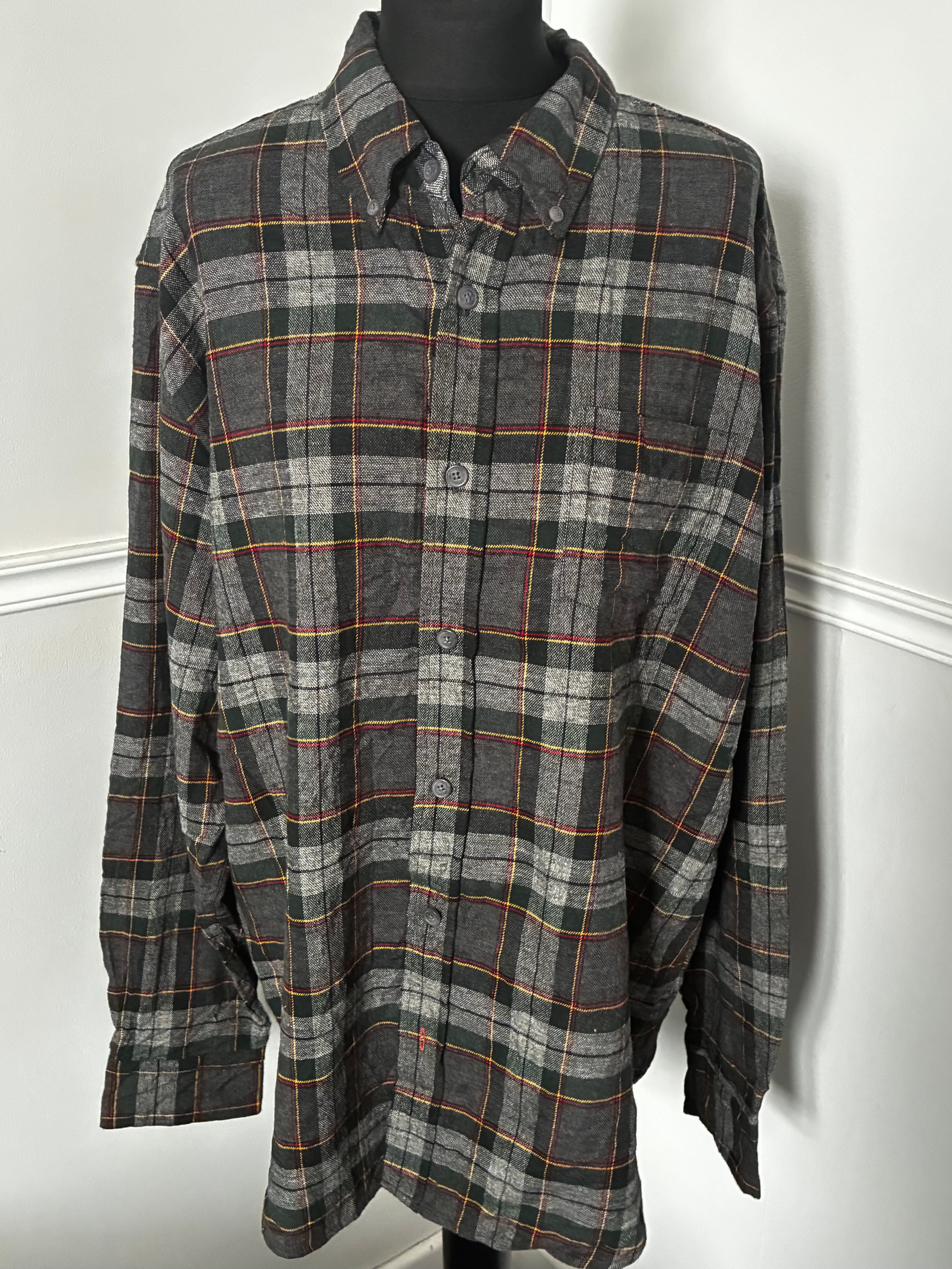 Thin Grey/Red Checked Flannel, 48" chest