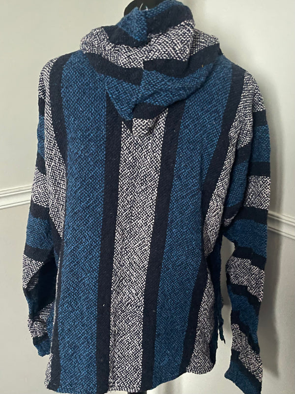 Blue Stripe Baja Hoodie, M