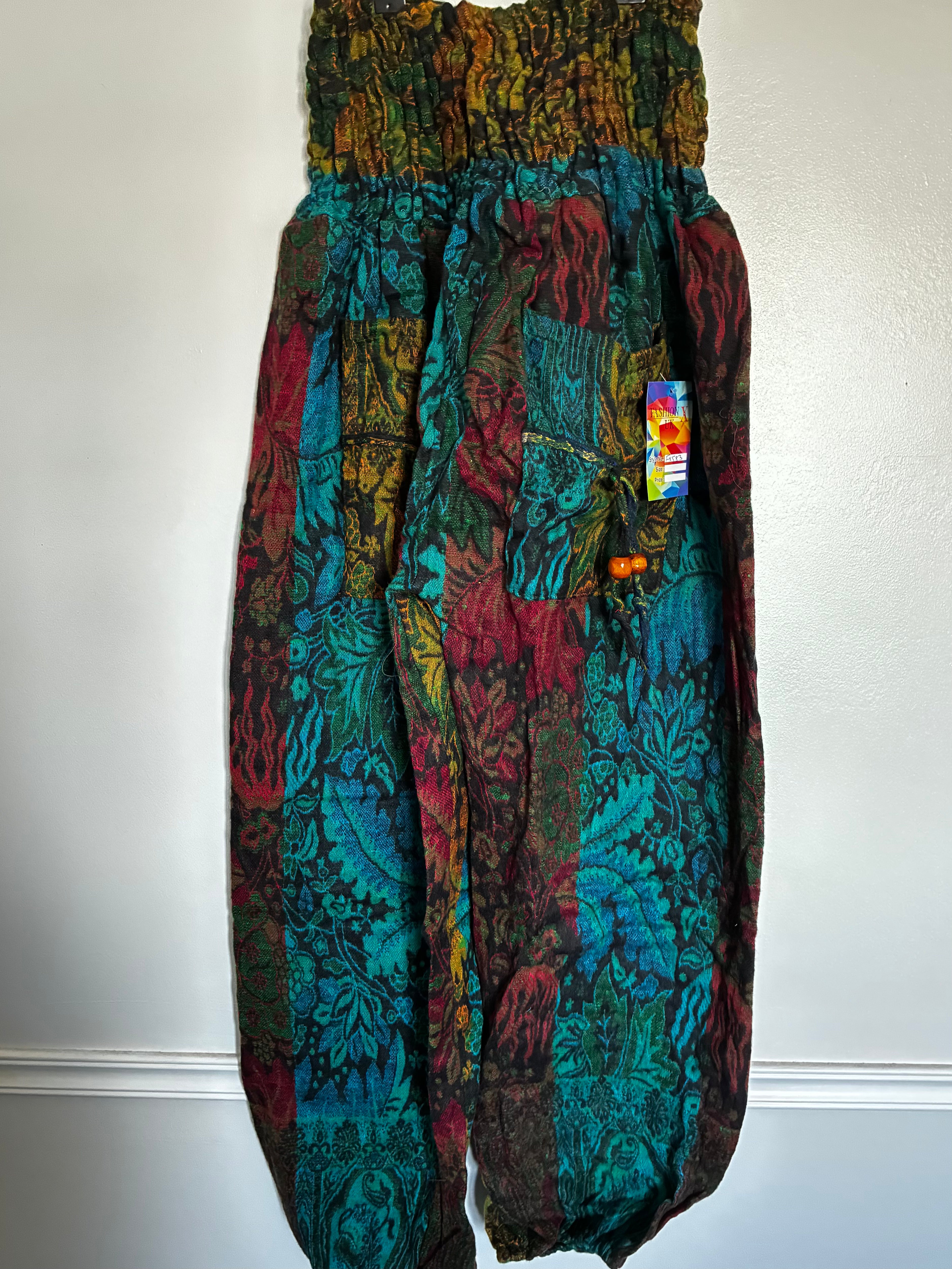 Fluffy Blue/Green Cashmelon Trousers, 24-50" Waist