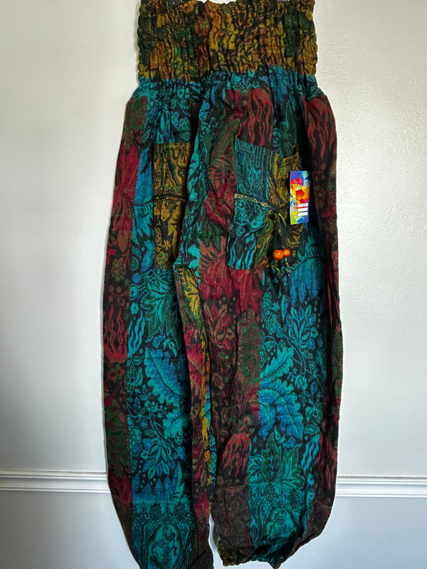 Fluffy Blue/Green Cashmelon Trousers, 24-50" Waist