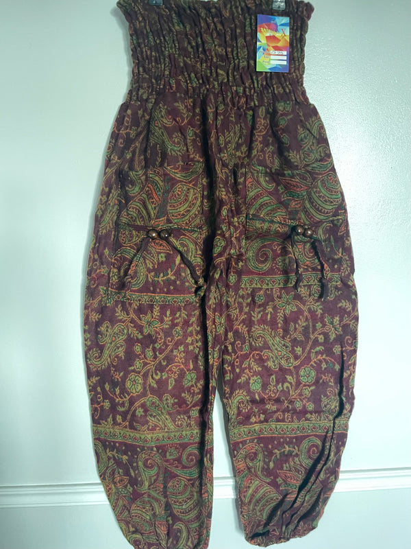 Snuggly Burgundy/Green Paisley Cashmelon Trousers, 26"-50” Waist
