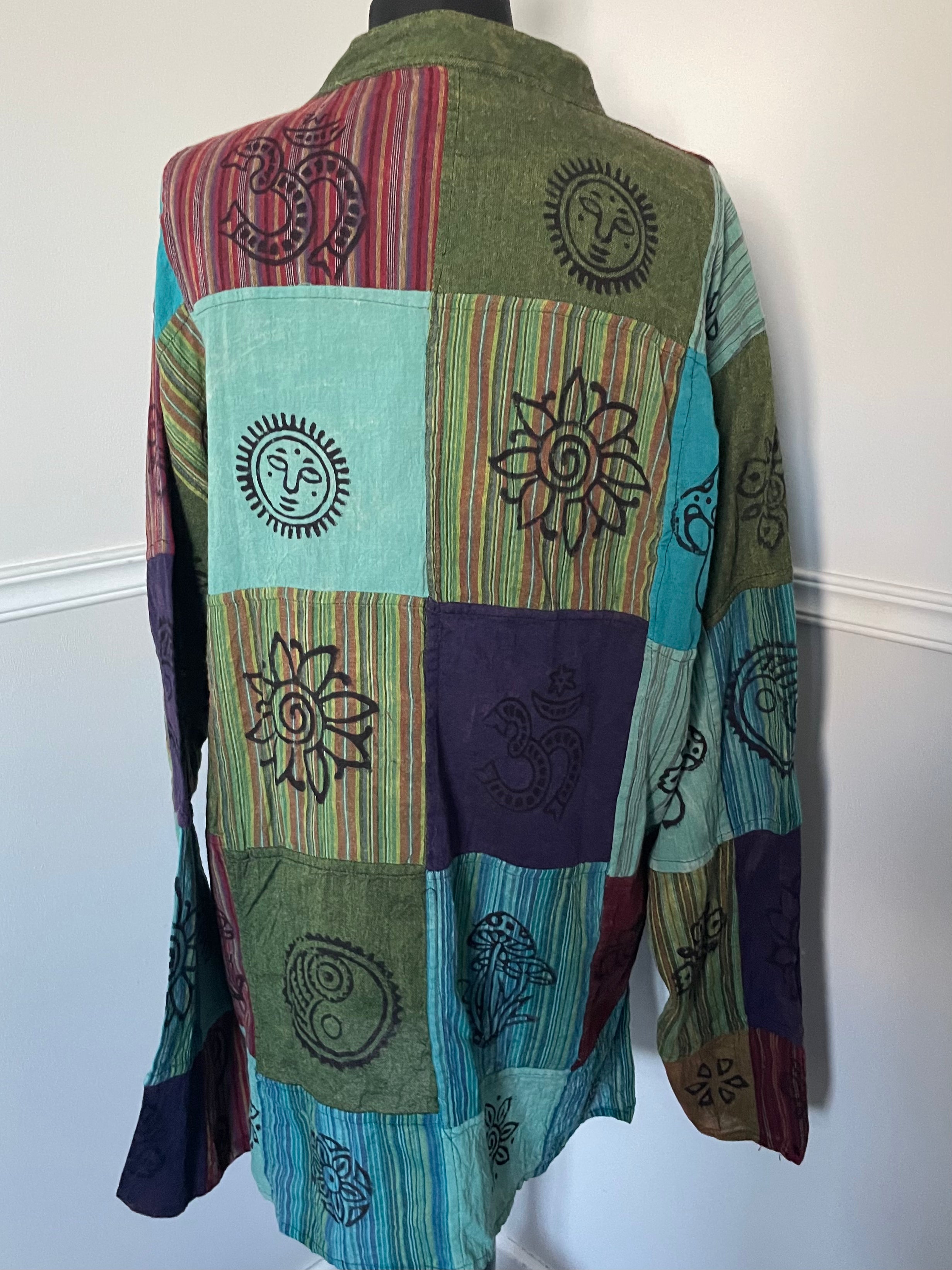 Patchwork Cotton Shirt, XXL