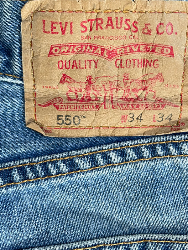 Vintage Levi's 550, Blue, Label - W34, L34 Actual Size - W34, L33