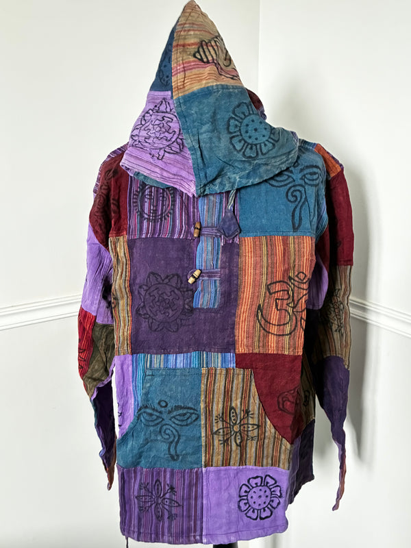 Patchwork Multi Hooded Shirt, L