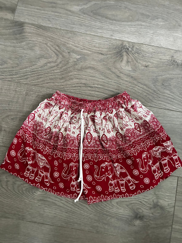Red/White Elephant Tie Dye Shorts