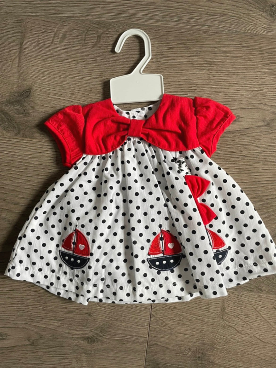 Spotty Dress with knickers and headband (up to 1 month)