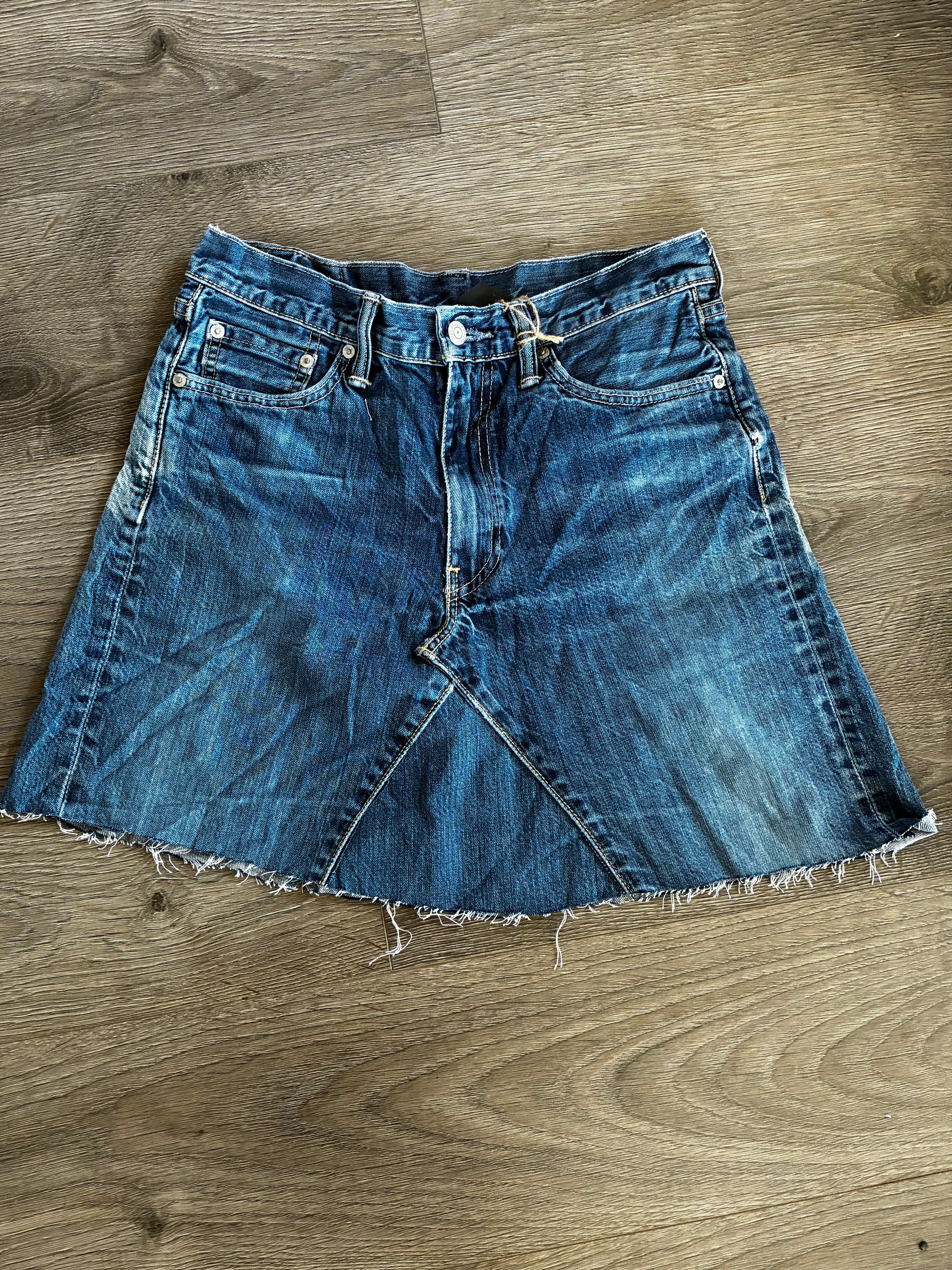 Vintage Up-cycled Levi's 505 Skirt, Blue, Size 10-12