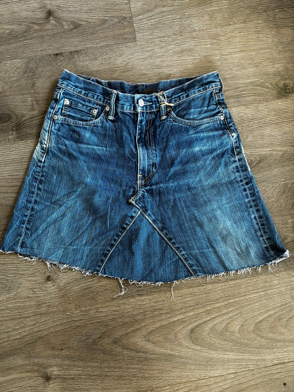 Vintage Up-cycled Levi's 505 Skirt, Blue, Size 10-12