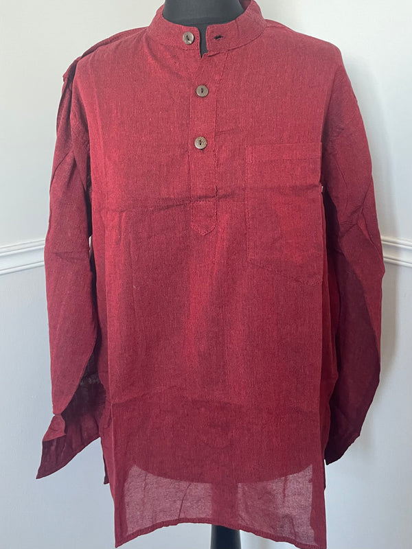 Burgundy Cotton Shirt, S/M