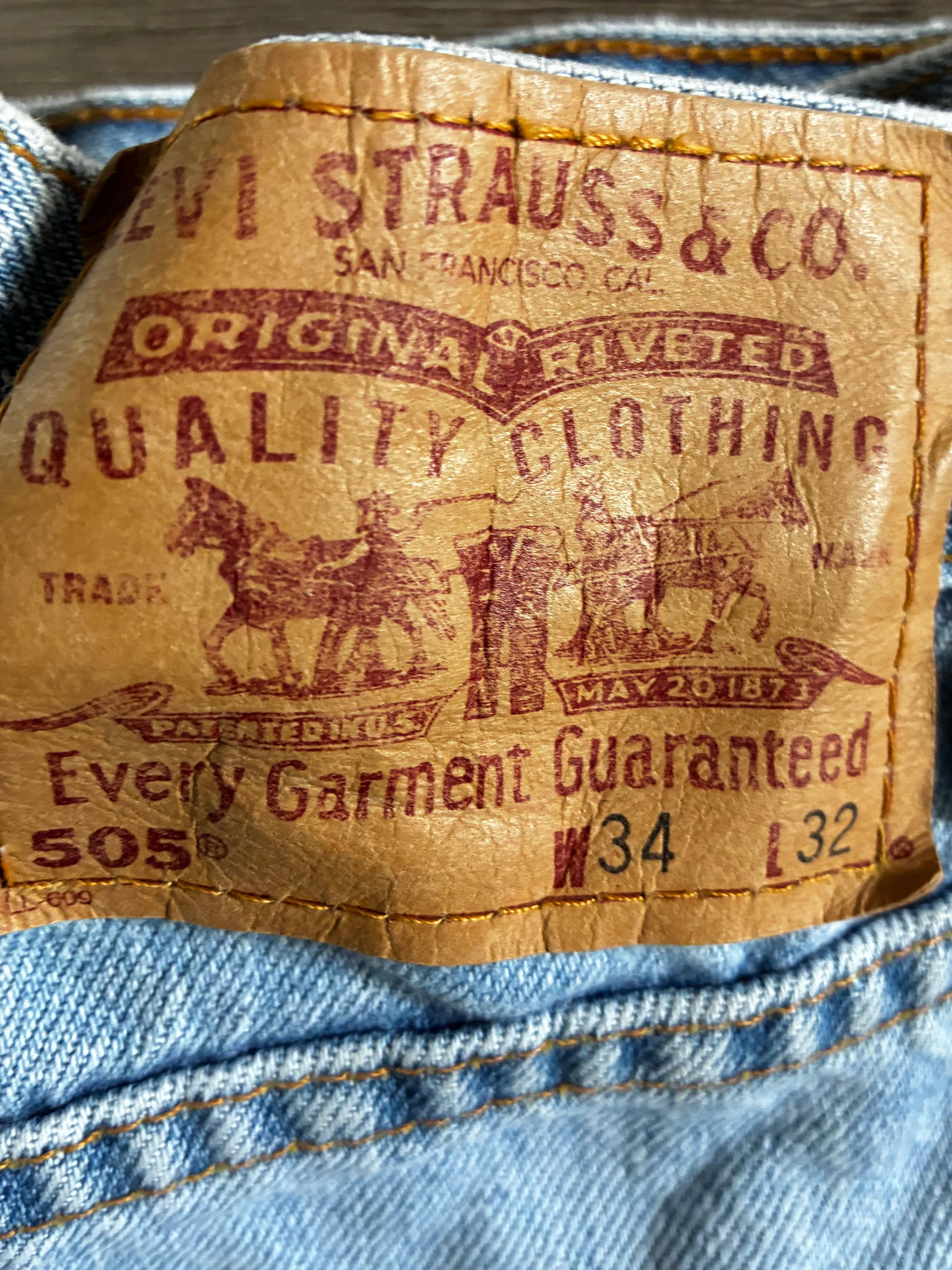 Vintage Levi's 505, Dark Blue, Label - W34, L32, Actual Size - W33, L33