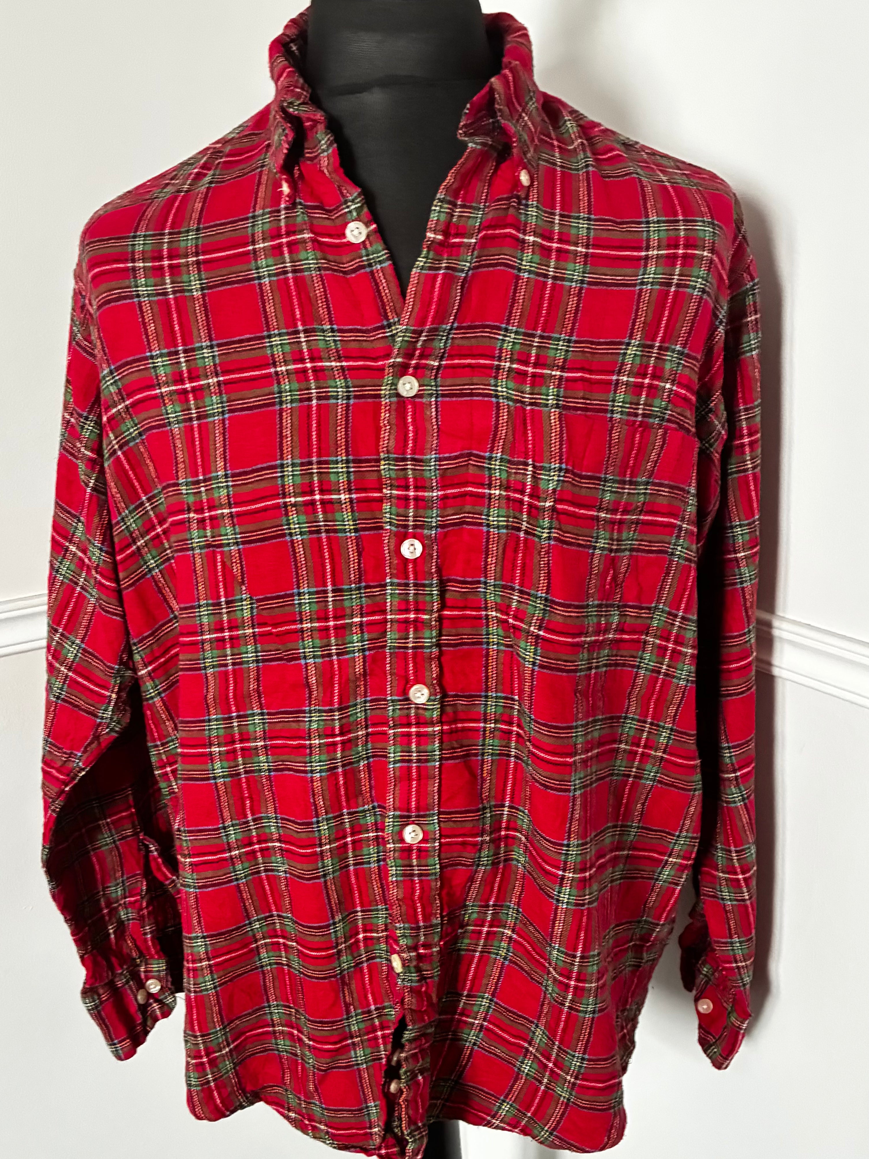 Thin Red Checked Flannel, 48" chest