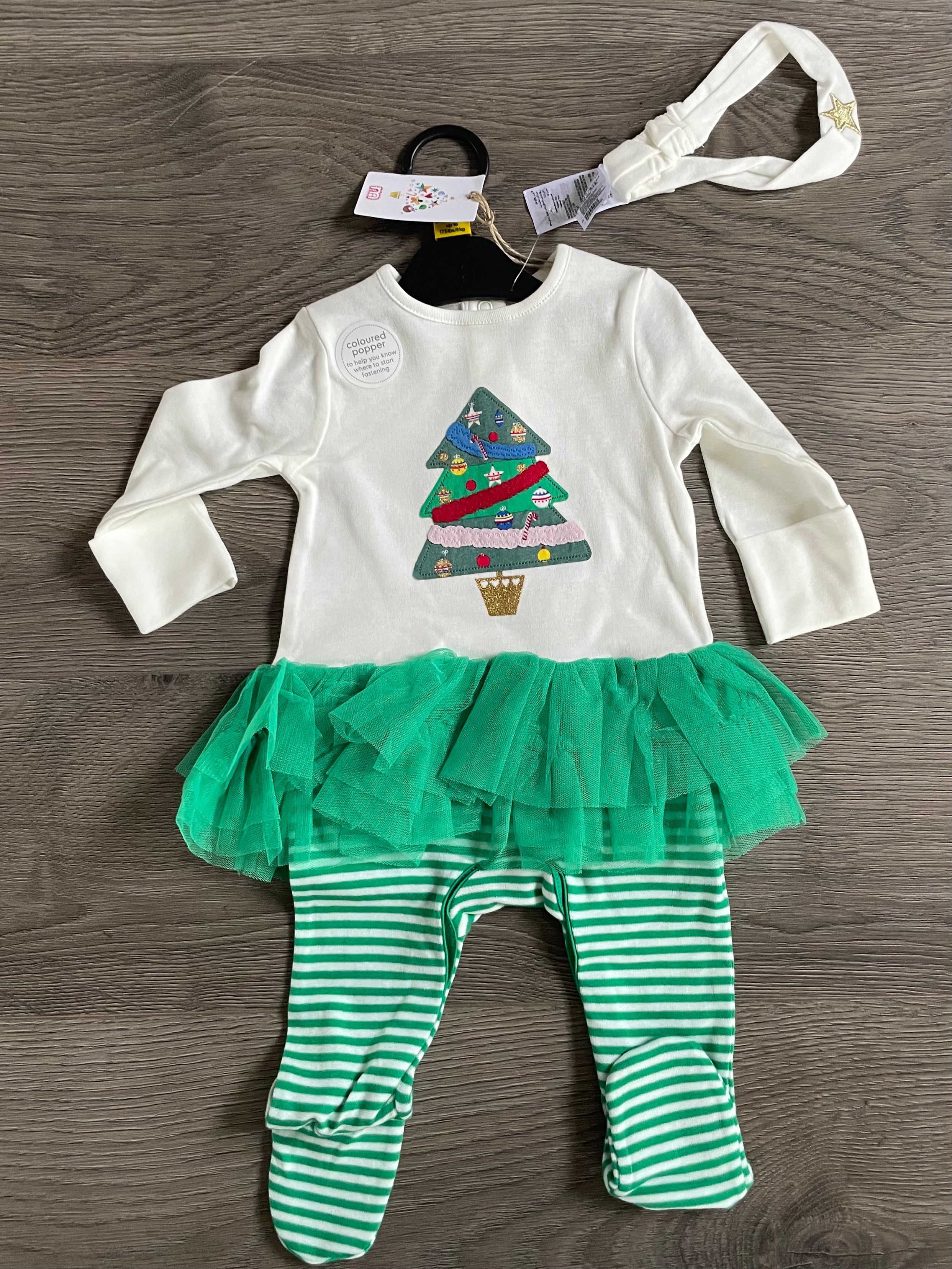 Christmas Tree Tutu Romper (3-6 mths)