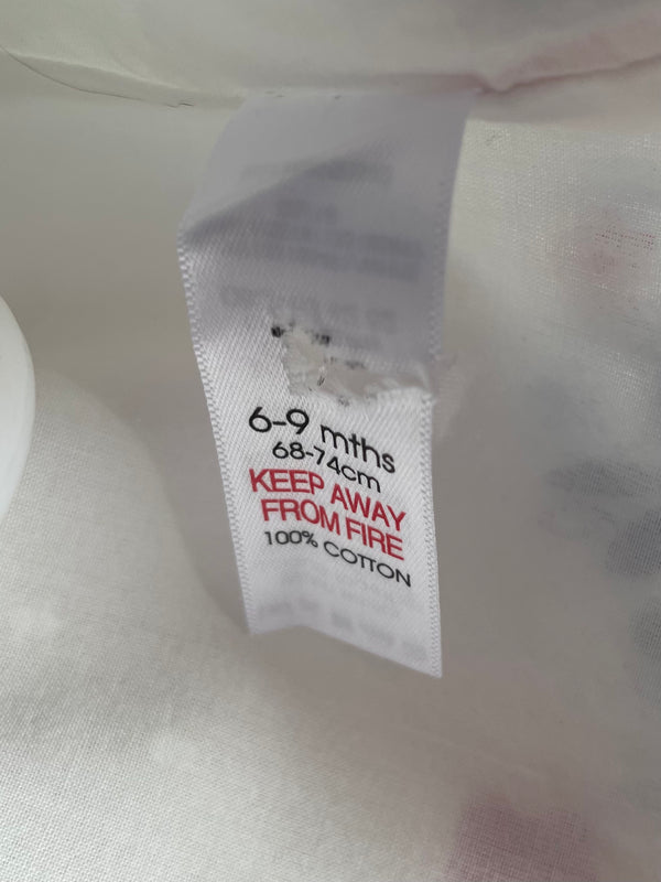 White flower dress with lining (6-9 mths)