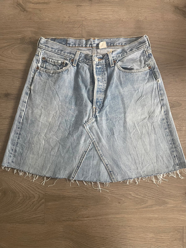 Vintage Up-cycled Levi's 501 Skirt, Blue, Waist 34" Length 20”