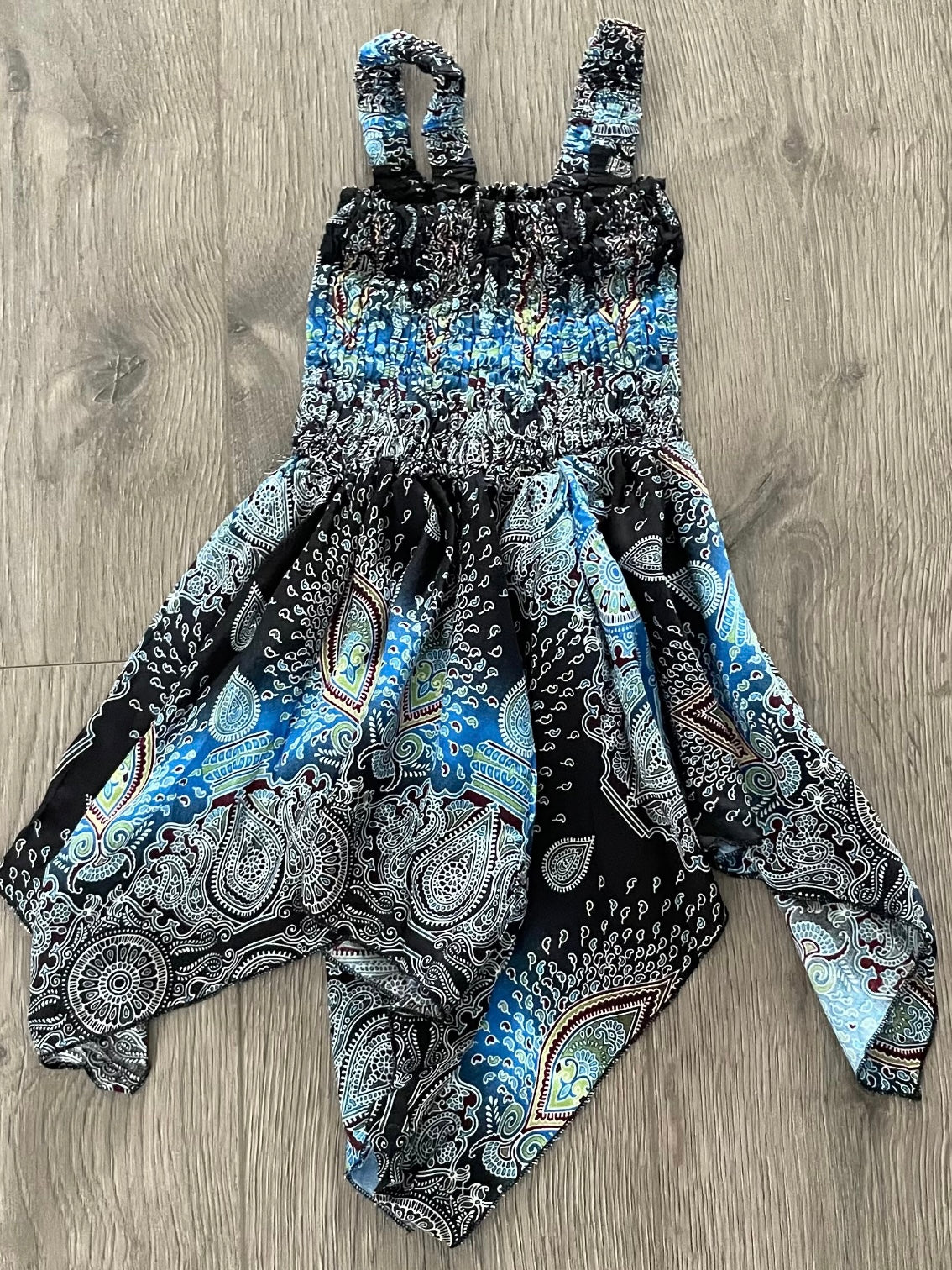 Light Blue/Black Paisley Pixie Dress (age 2-3ish)