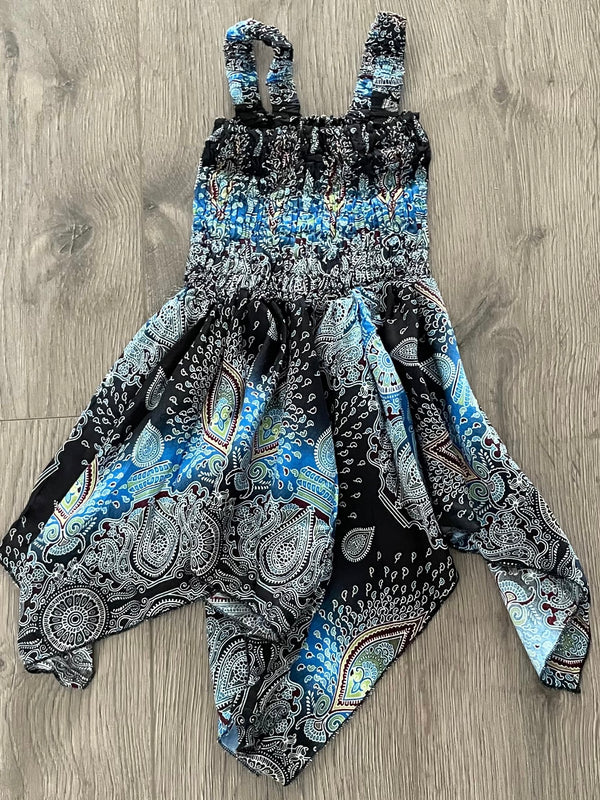 Light Blue/Black Paisley Pixie Dress (age 2-3ish)