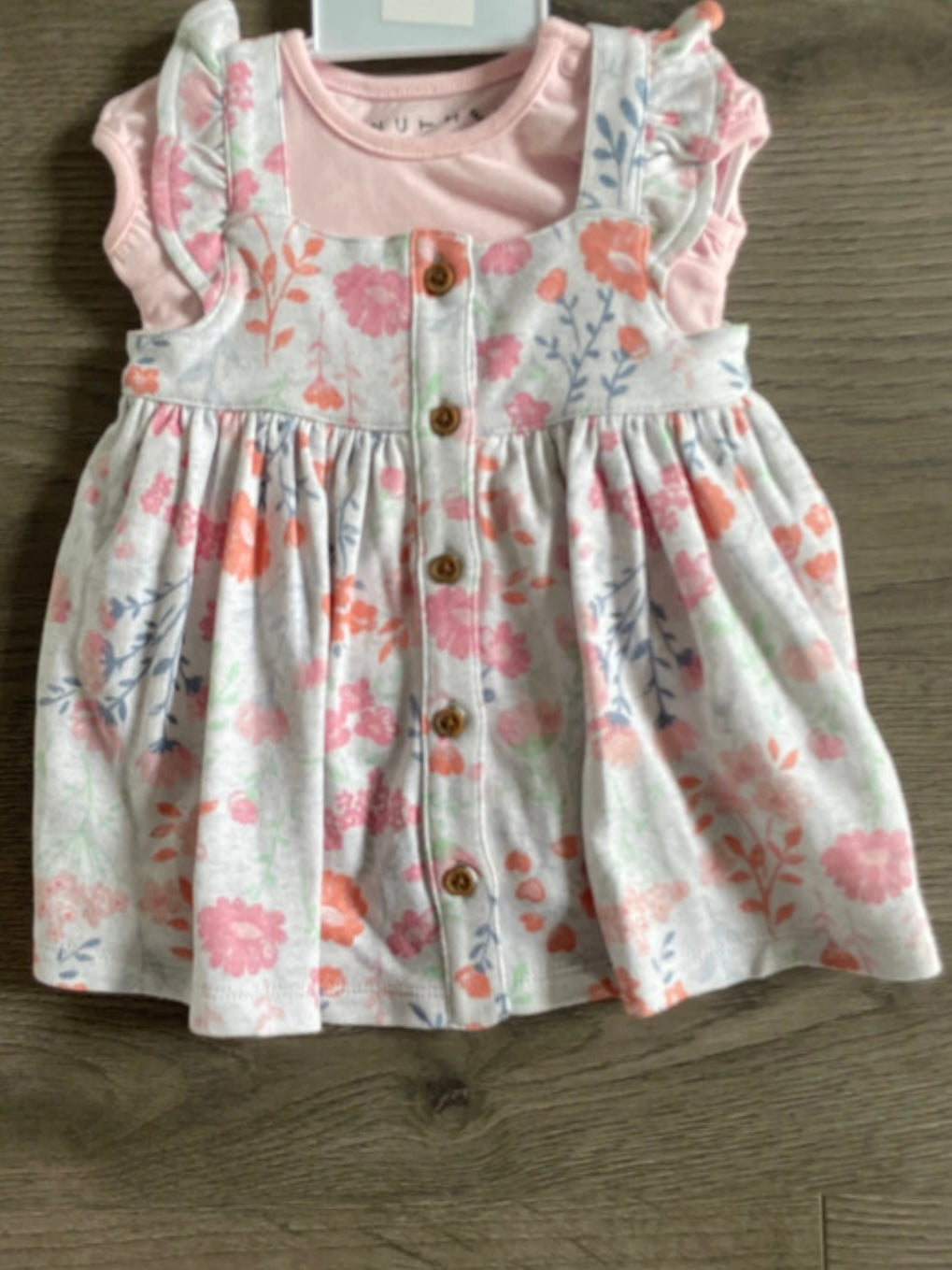 Pinafore Dress with Peach  T Shirt(newborn)