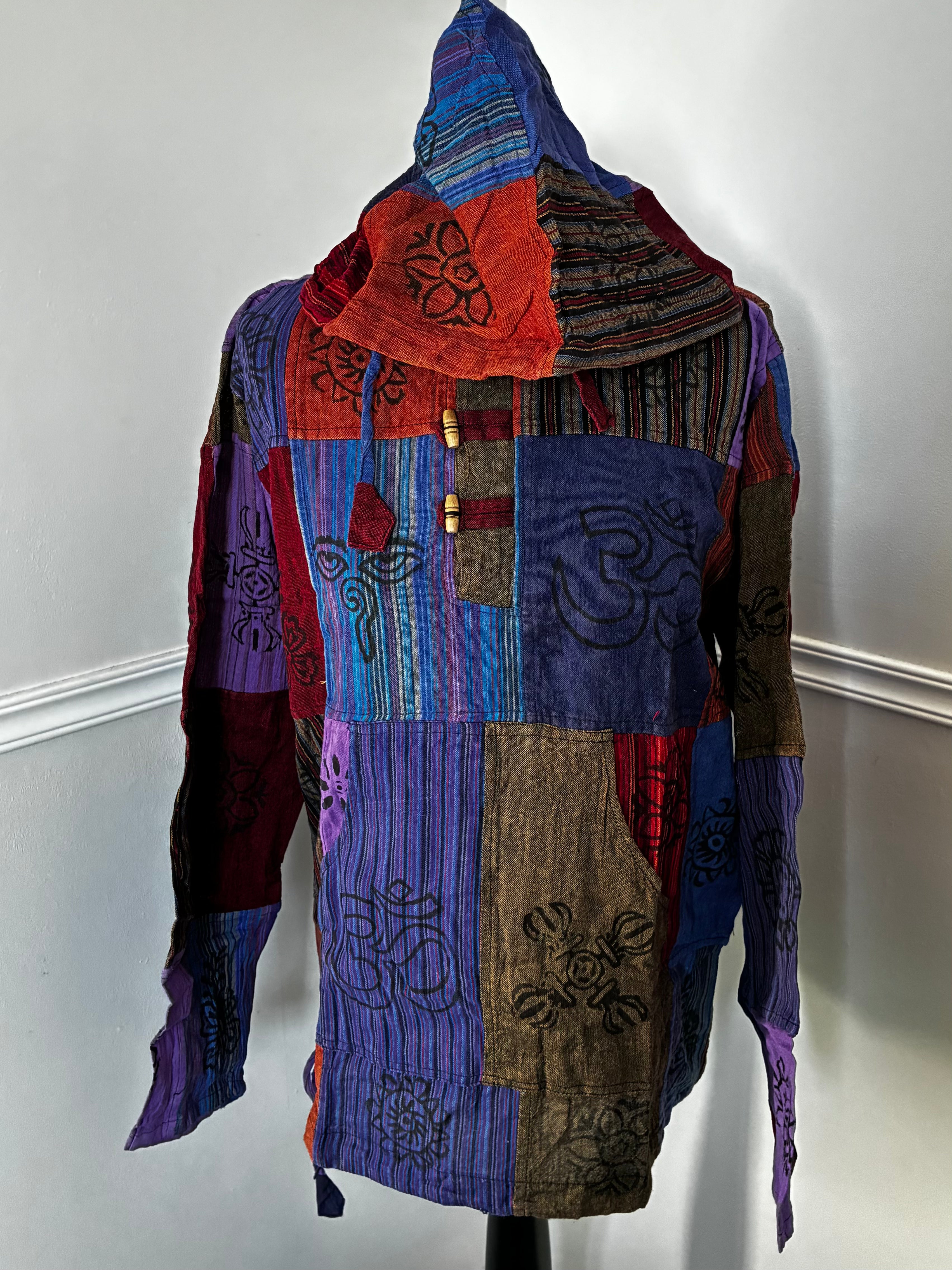 Patchwork Multi Hooded Shirt, M