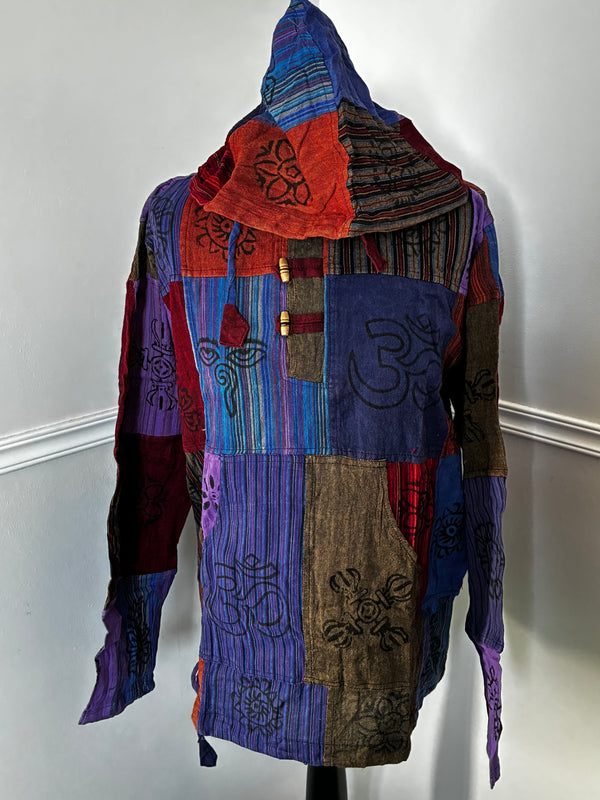Patchwork Multi Hooded Shirt, M