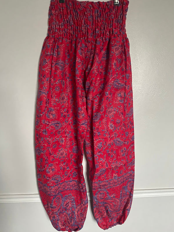 Snuggly Red Paisley Cashmelon Trousers, 24-50” Waist