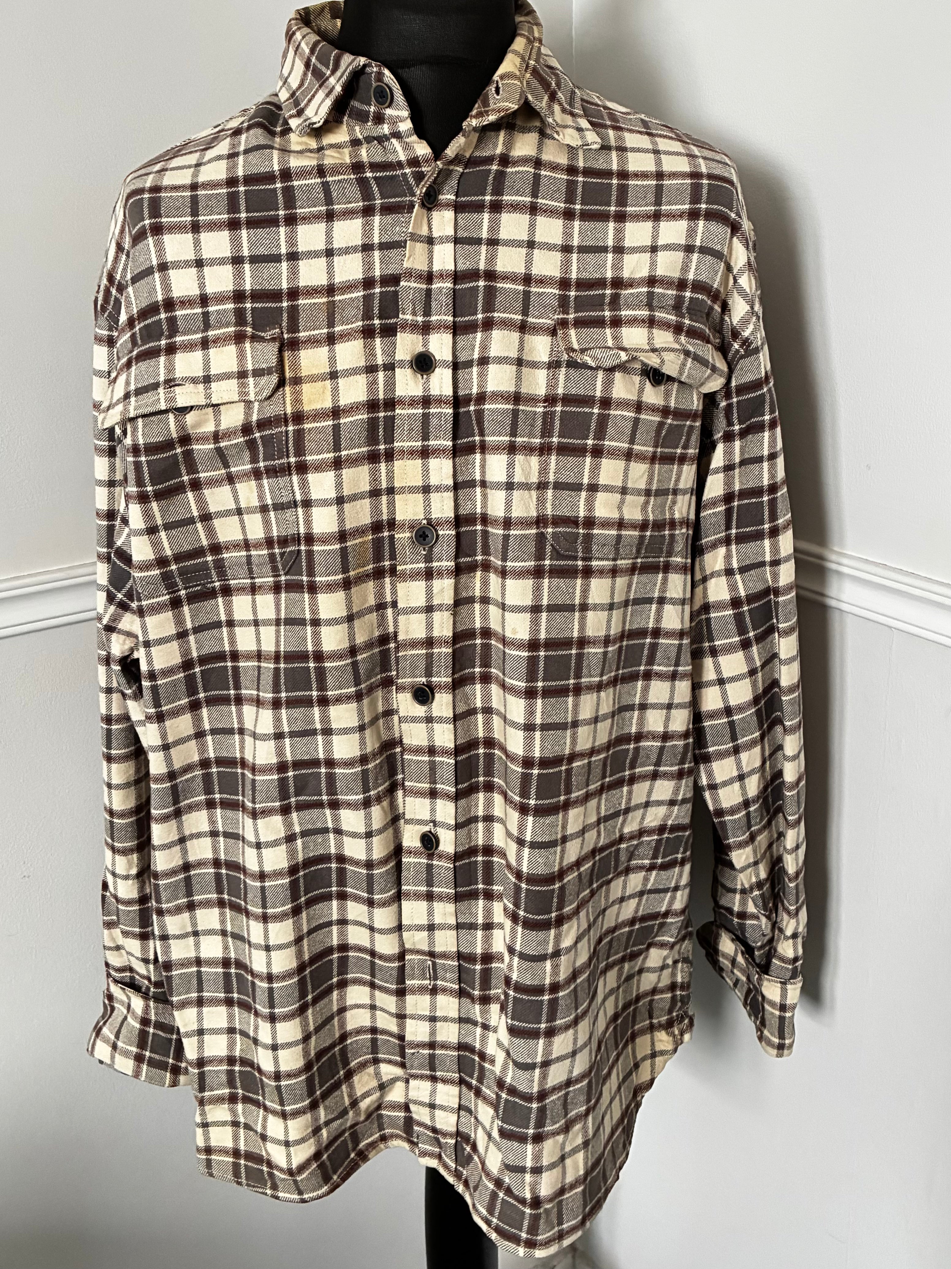 Thick Beige Checked Flannel, XXL