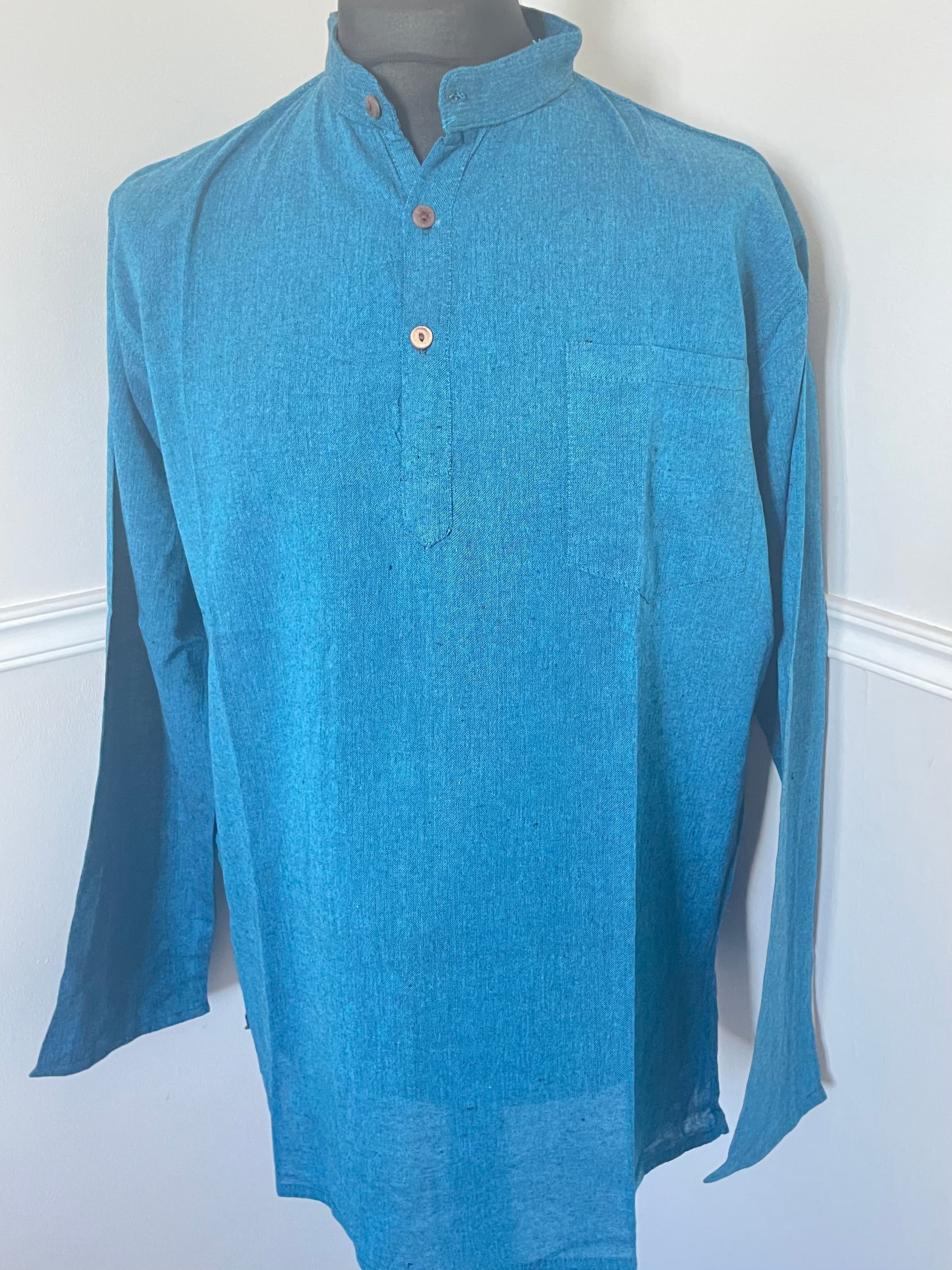 Teal Cotton Shirt, XXL