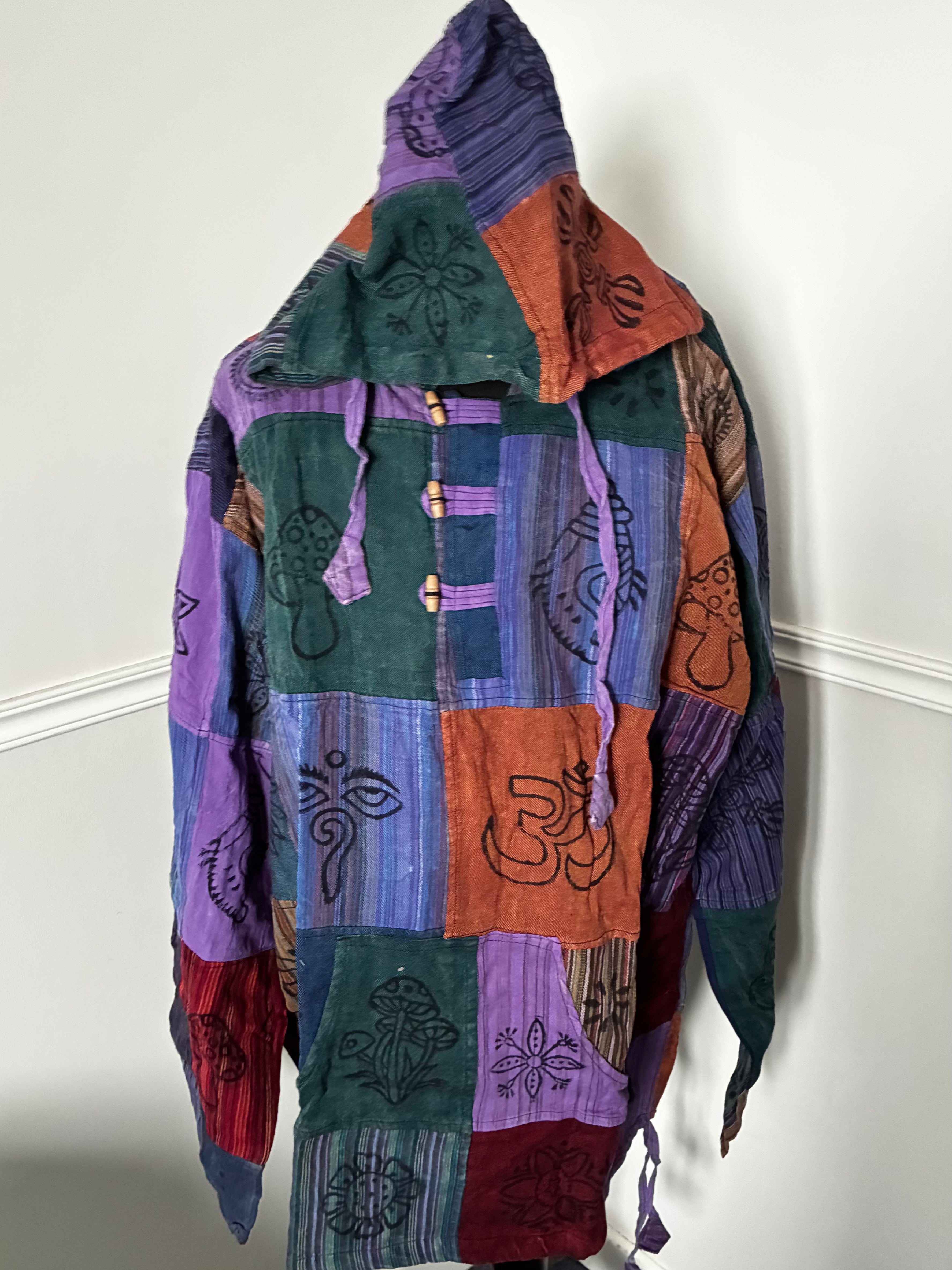 Patchwork Multi Hooded Shirt, XXL