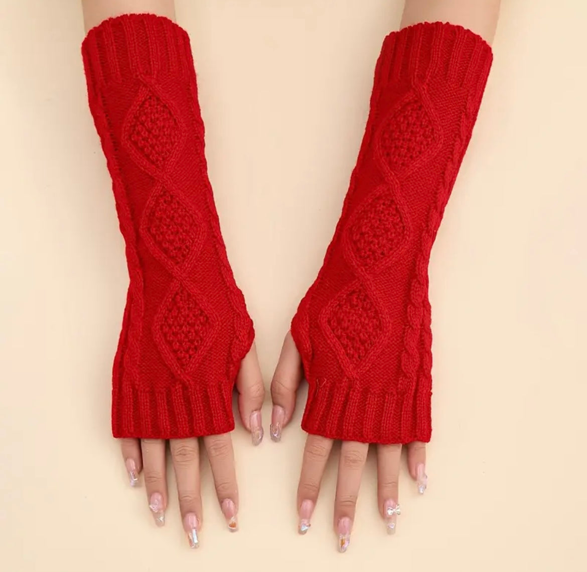 Long Sleeve Knit Fingerless Gloves