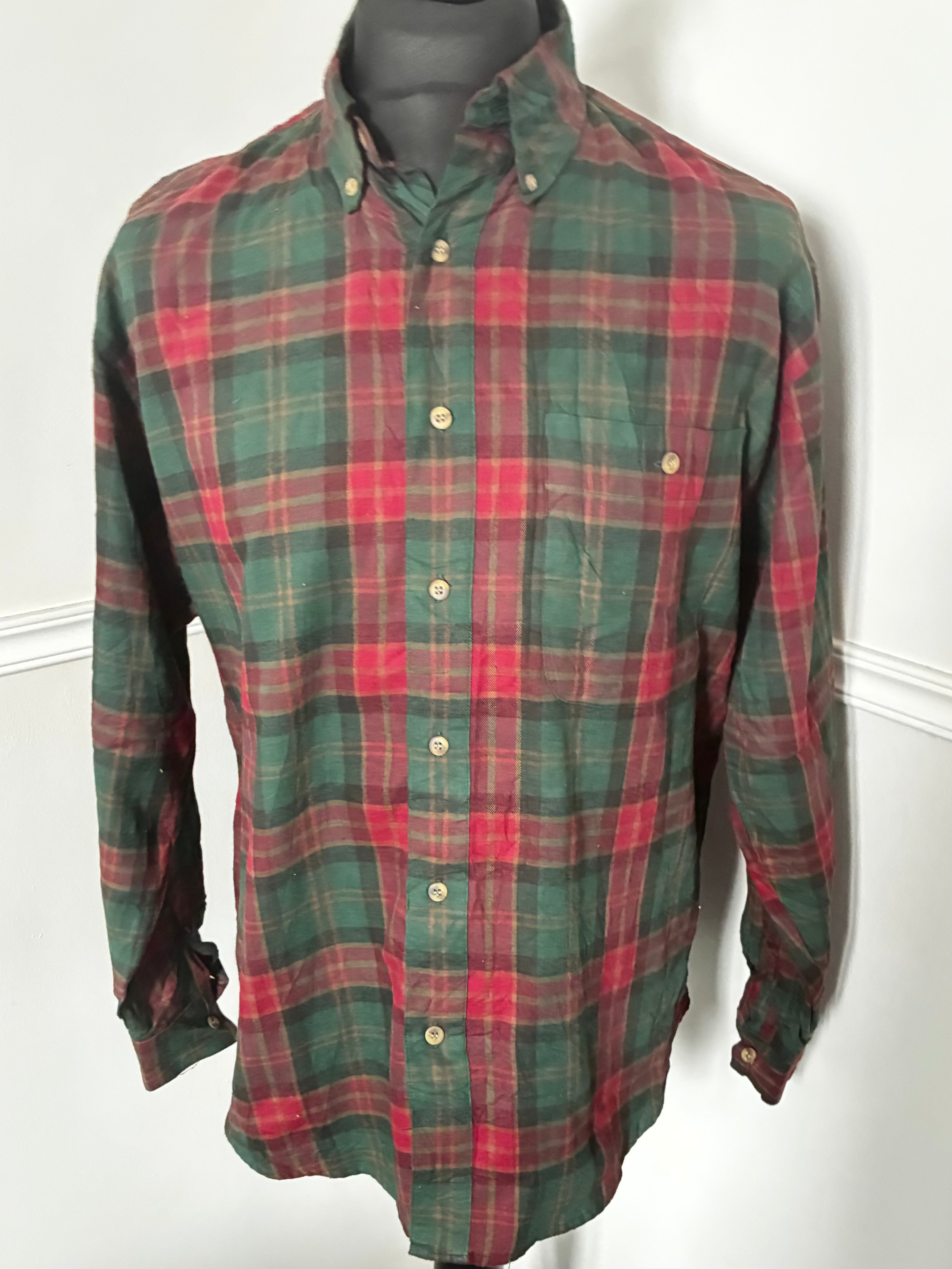 Thin Red/Green Checked Flannel, 46" chest