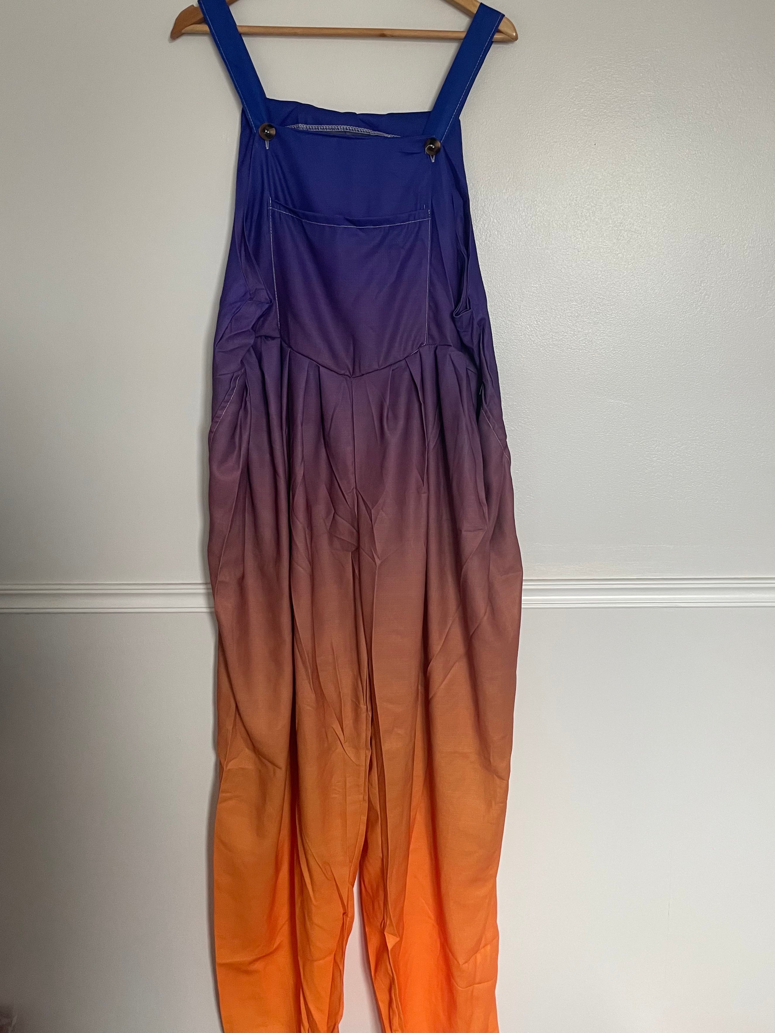 Brown/Blue/Purple/Orange Ombré Dungarees, XL