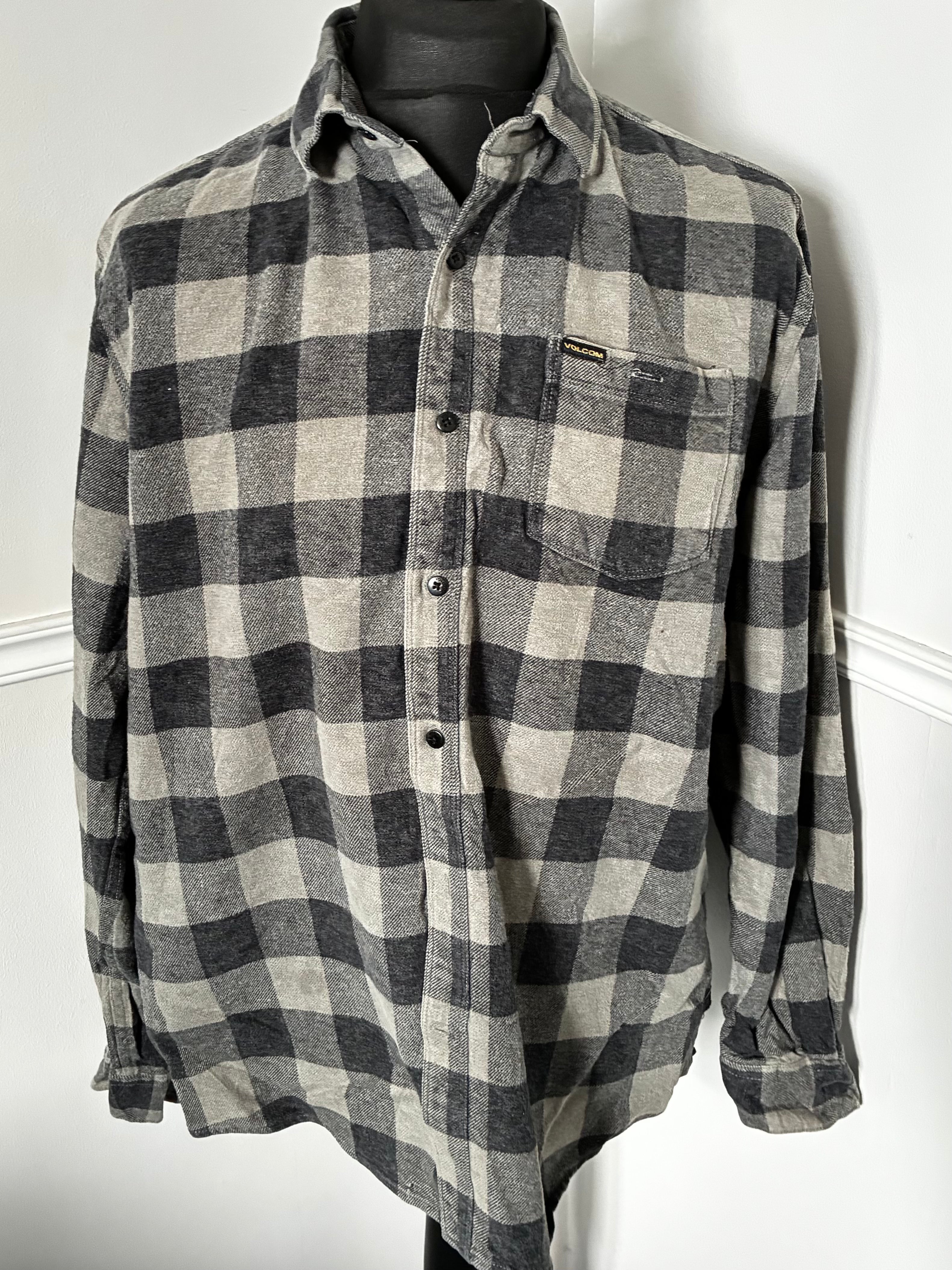 Thick Volcom Grey Checked Flannel, XL