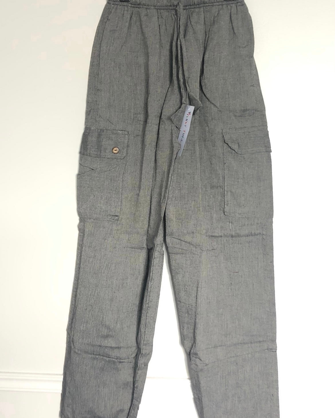 Grey Cotton Cargo Trousers, L