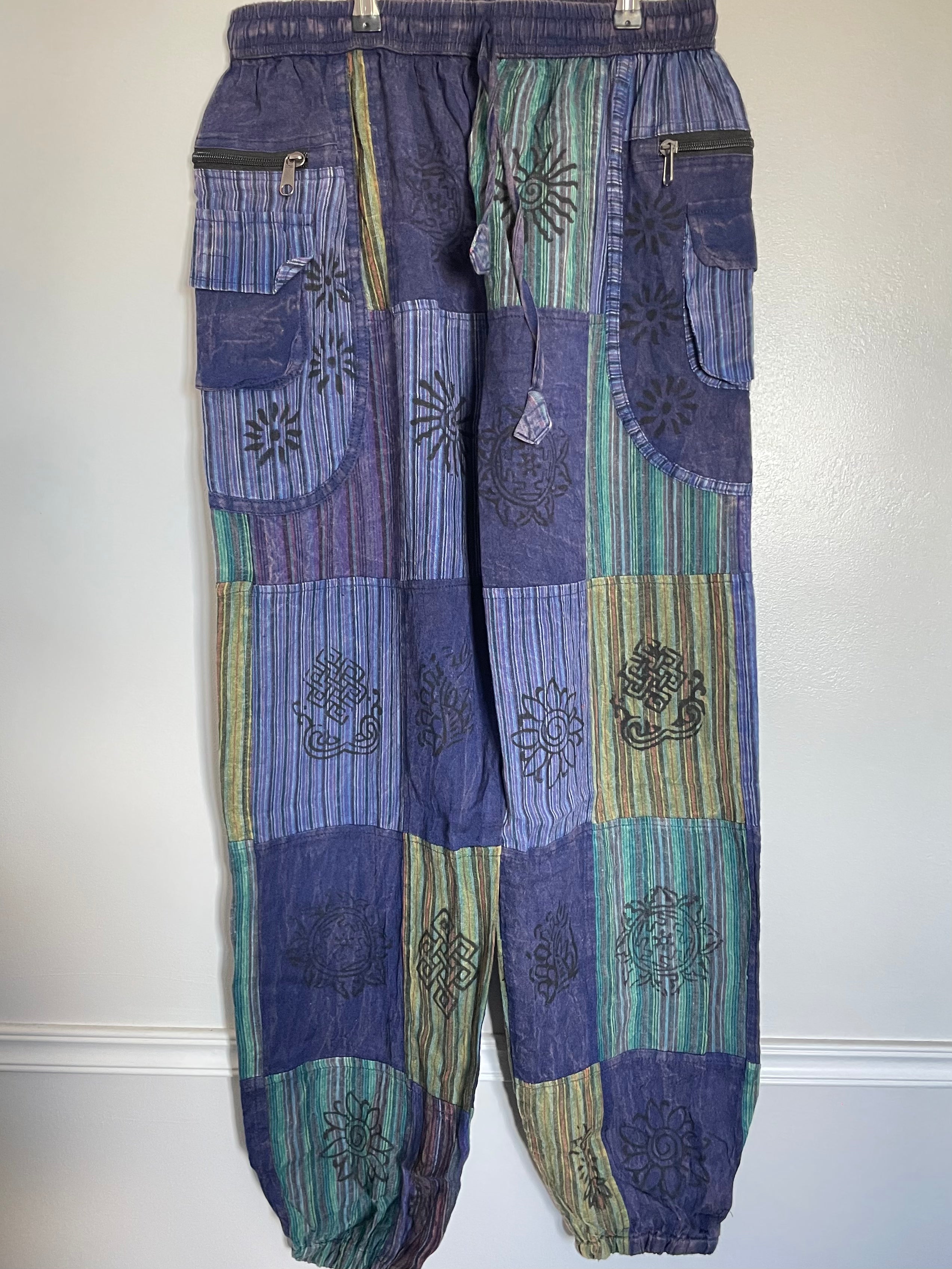 Patchwork Zip Pocket Trousers, XXL
