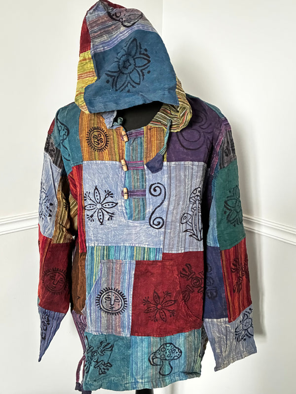 Patchwork Multi Hooded Shirt, L