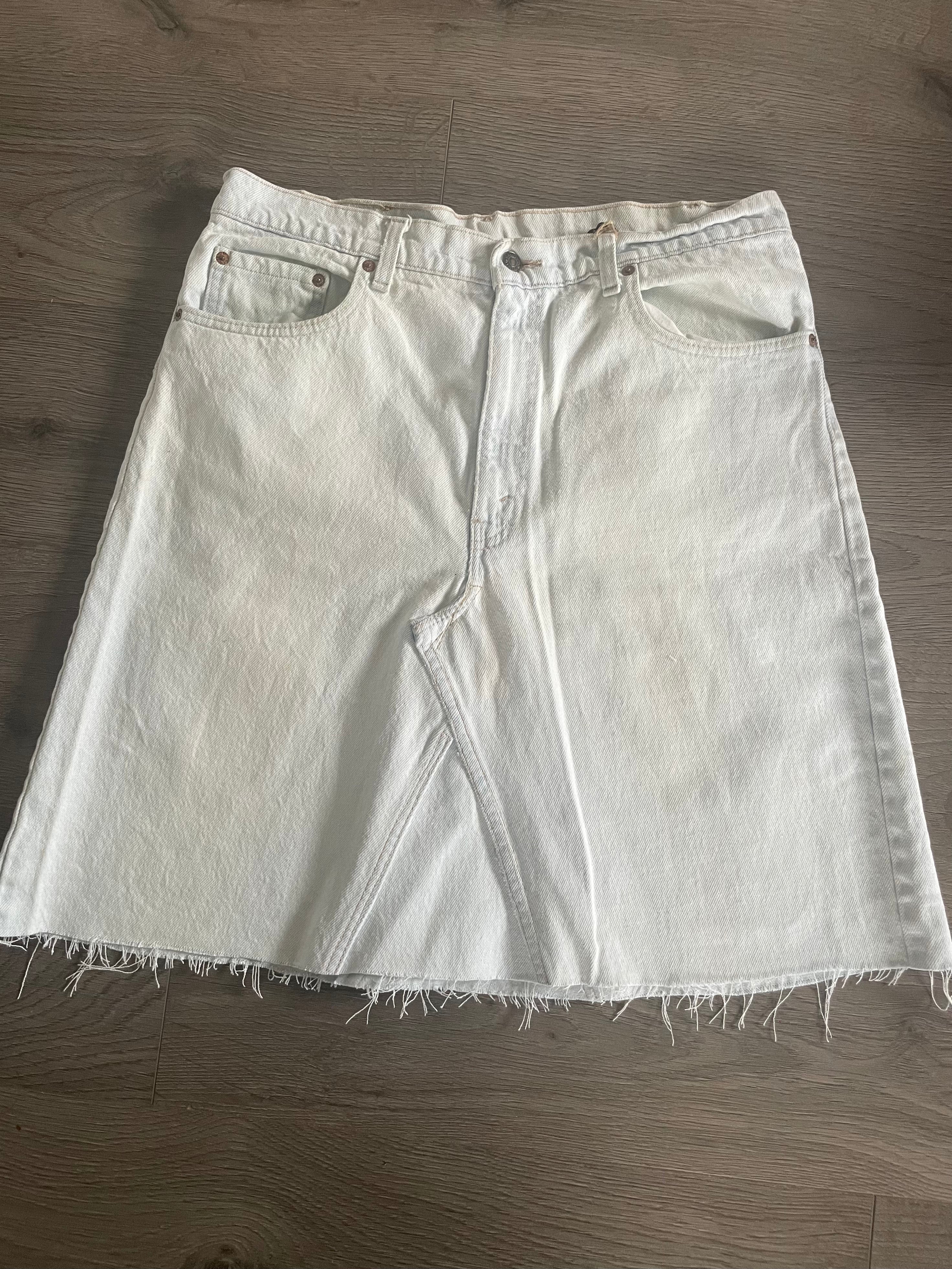 Vintage Up-cycled Levi's 550 Skirt, Faded, Waist 36" Length 23"