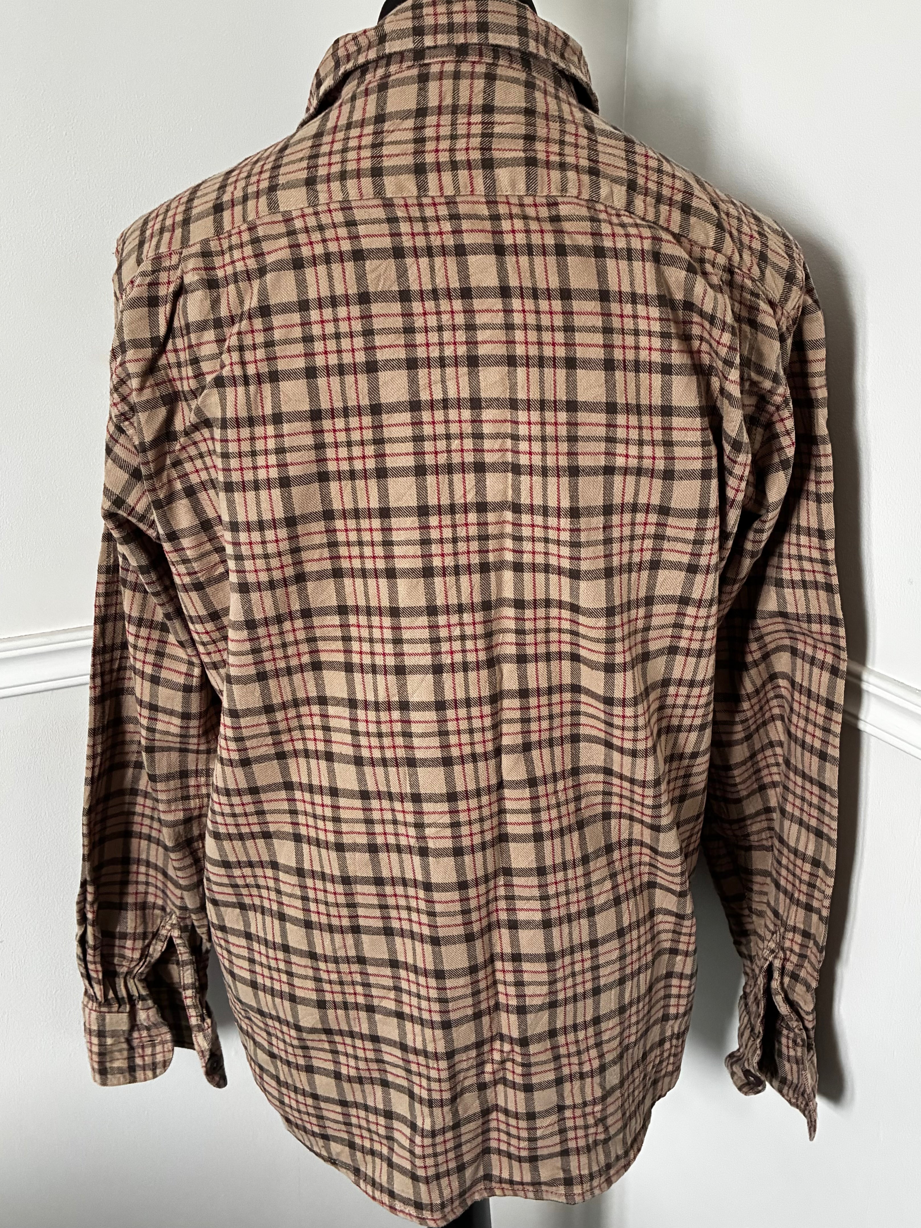 Thin Wrangler Beige/Red Checked Flannel, L