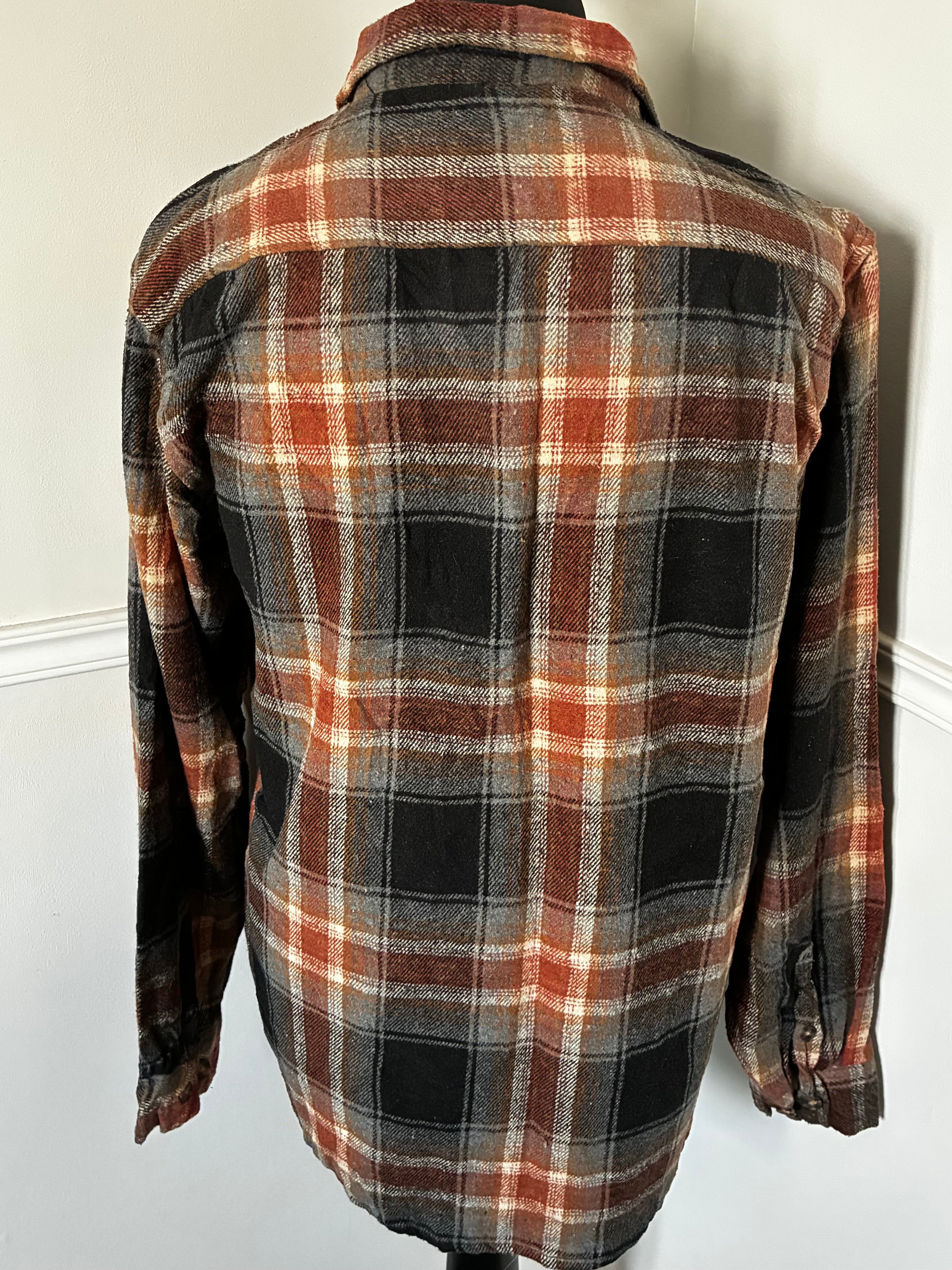 Thick Black/Orange Checked Flannel, L