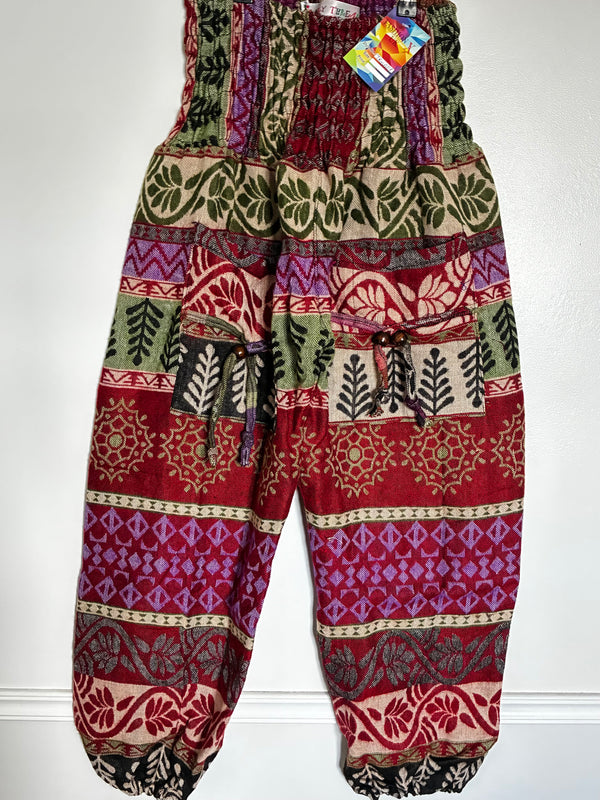 Fluffy red/Green Stripe Cashmelon Trousers, 24-47" Waist