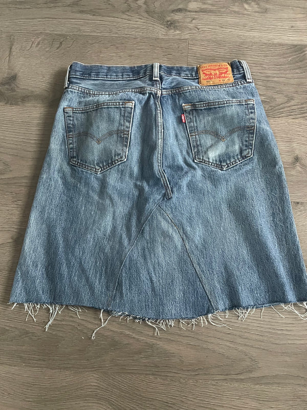 Vintage Up-cycled Levi's 501 Skirt, Blue, Waist 34" Length 22”