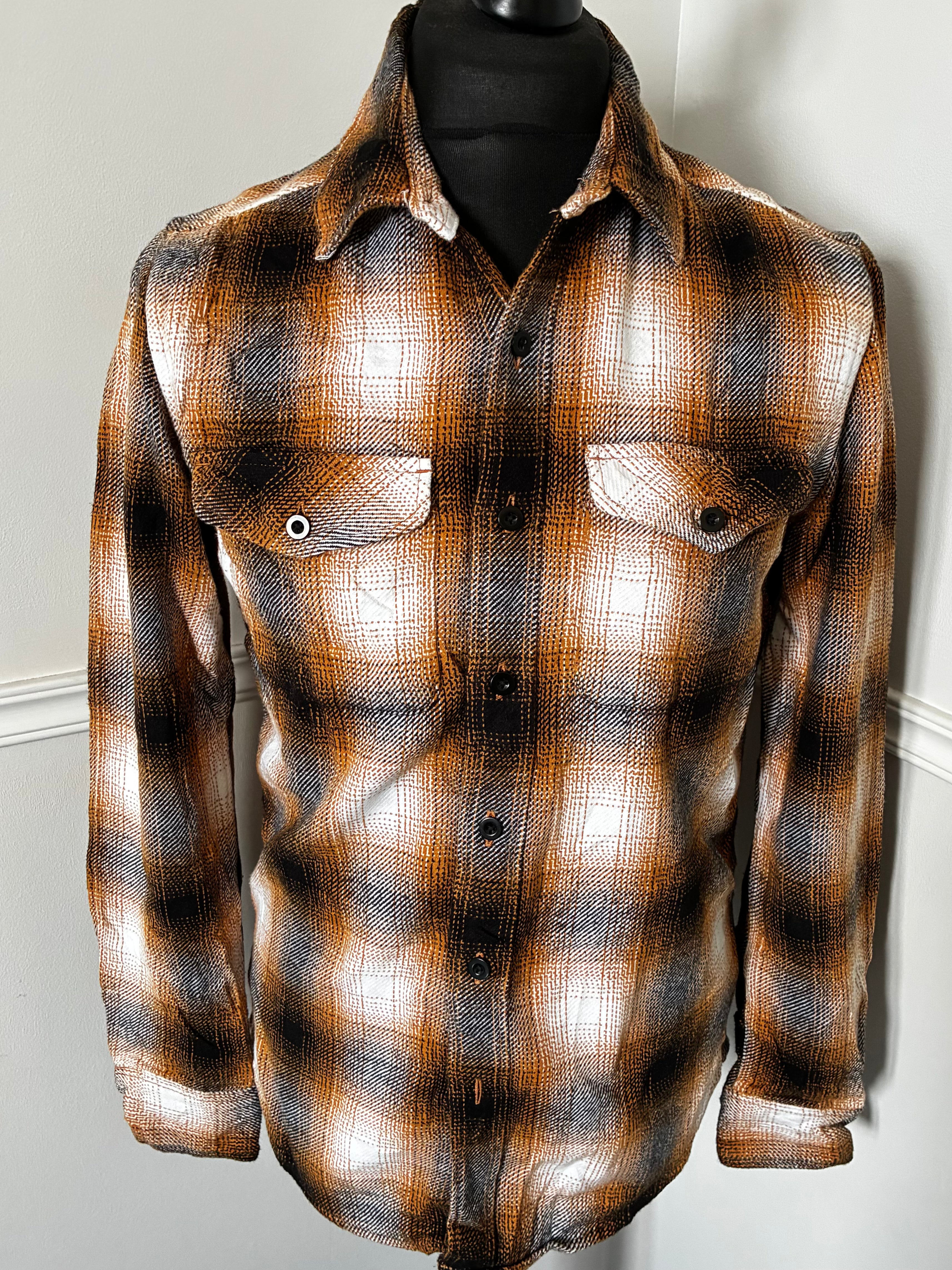 Thick Brown/White Checked Flannel, S