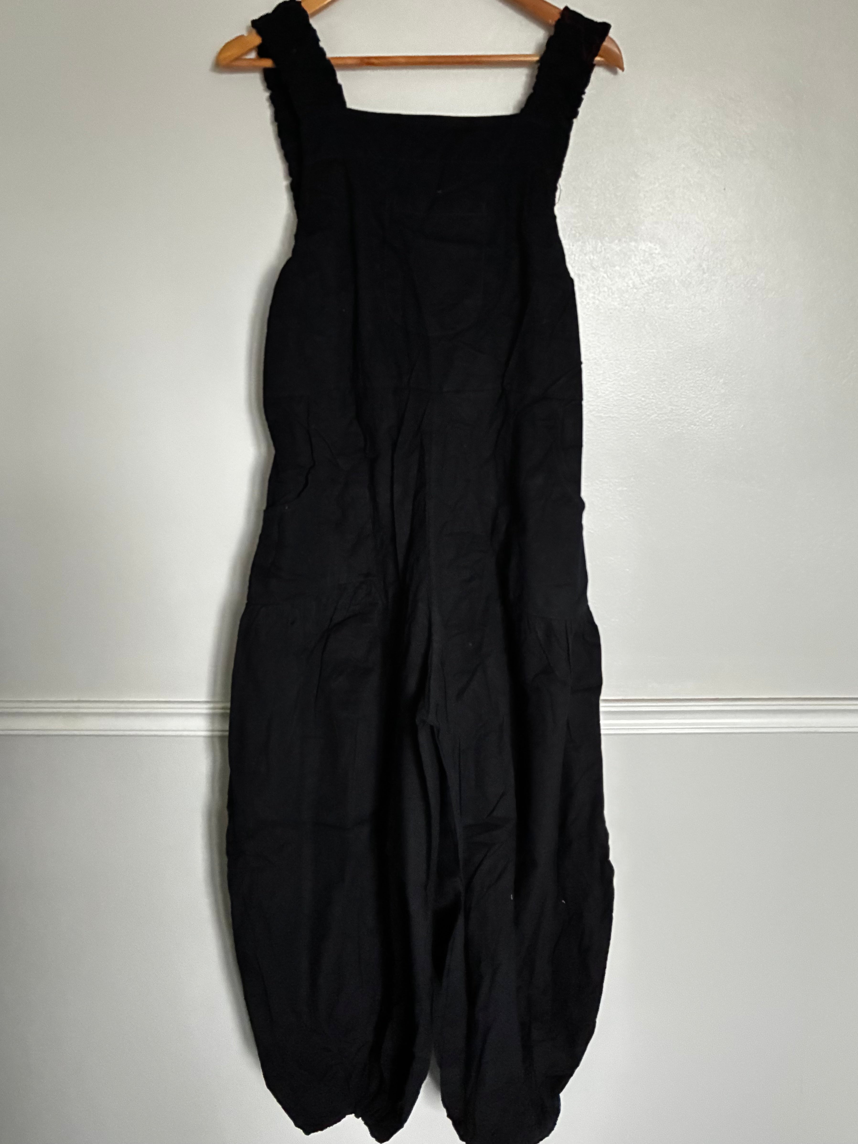 Black Harem Dungarees, one size