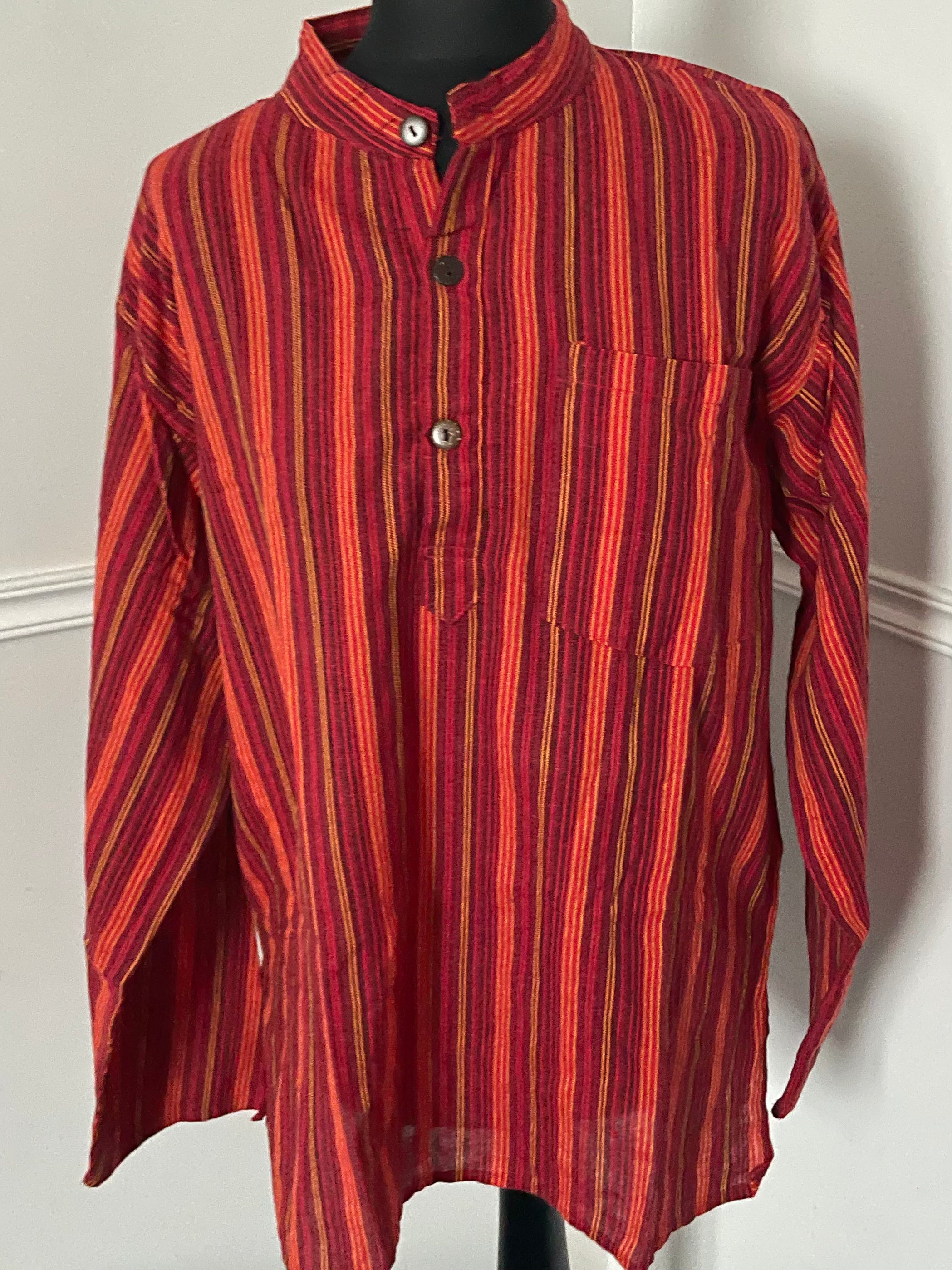 Red/Orange Stripe Cotton Shirt, S/M