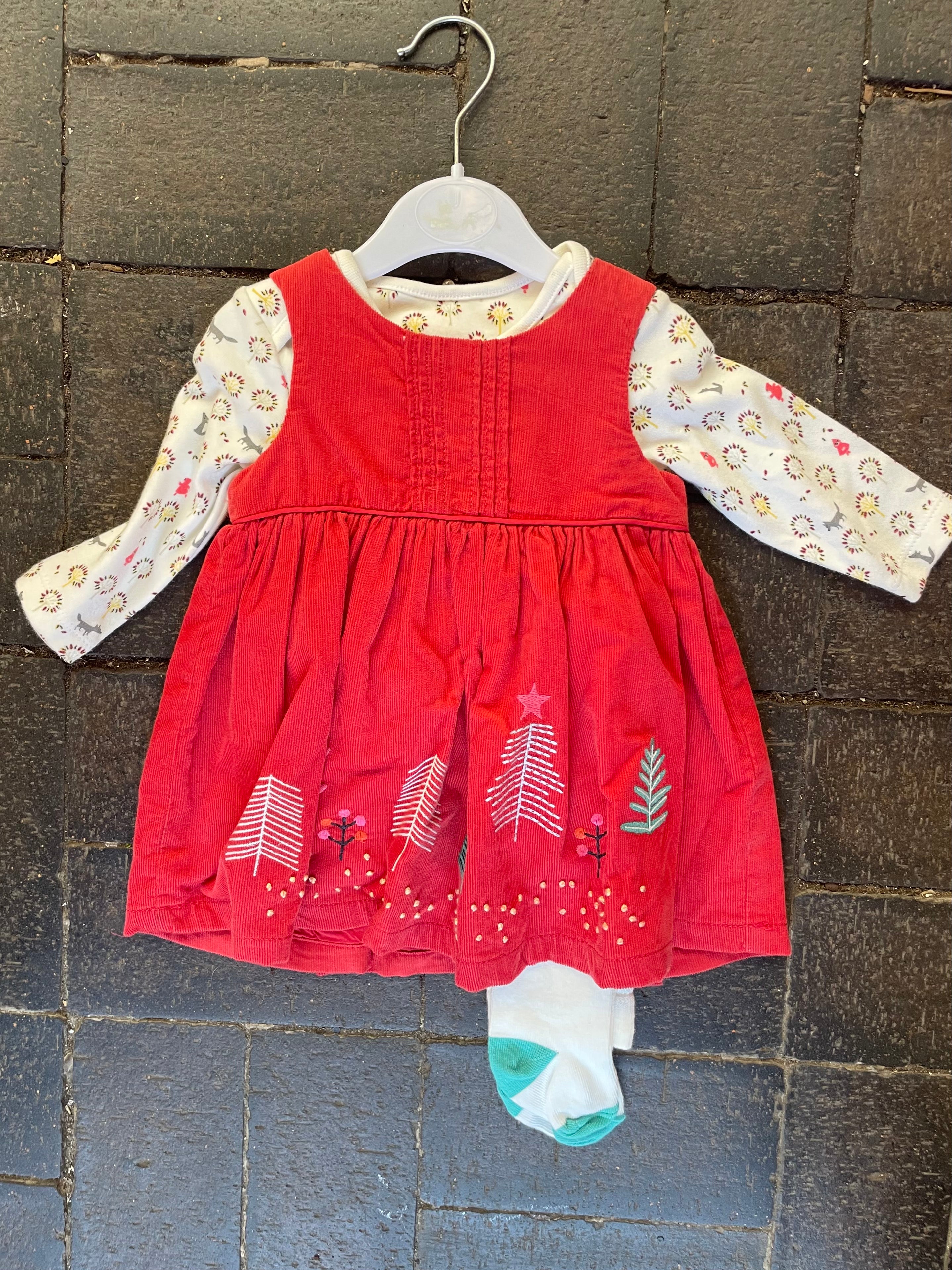 3 piece Red Christmas Dress Set (3-6 mths)