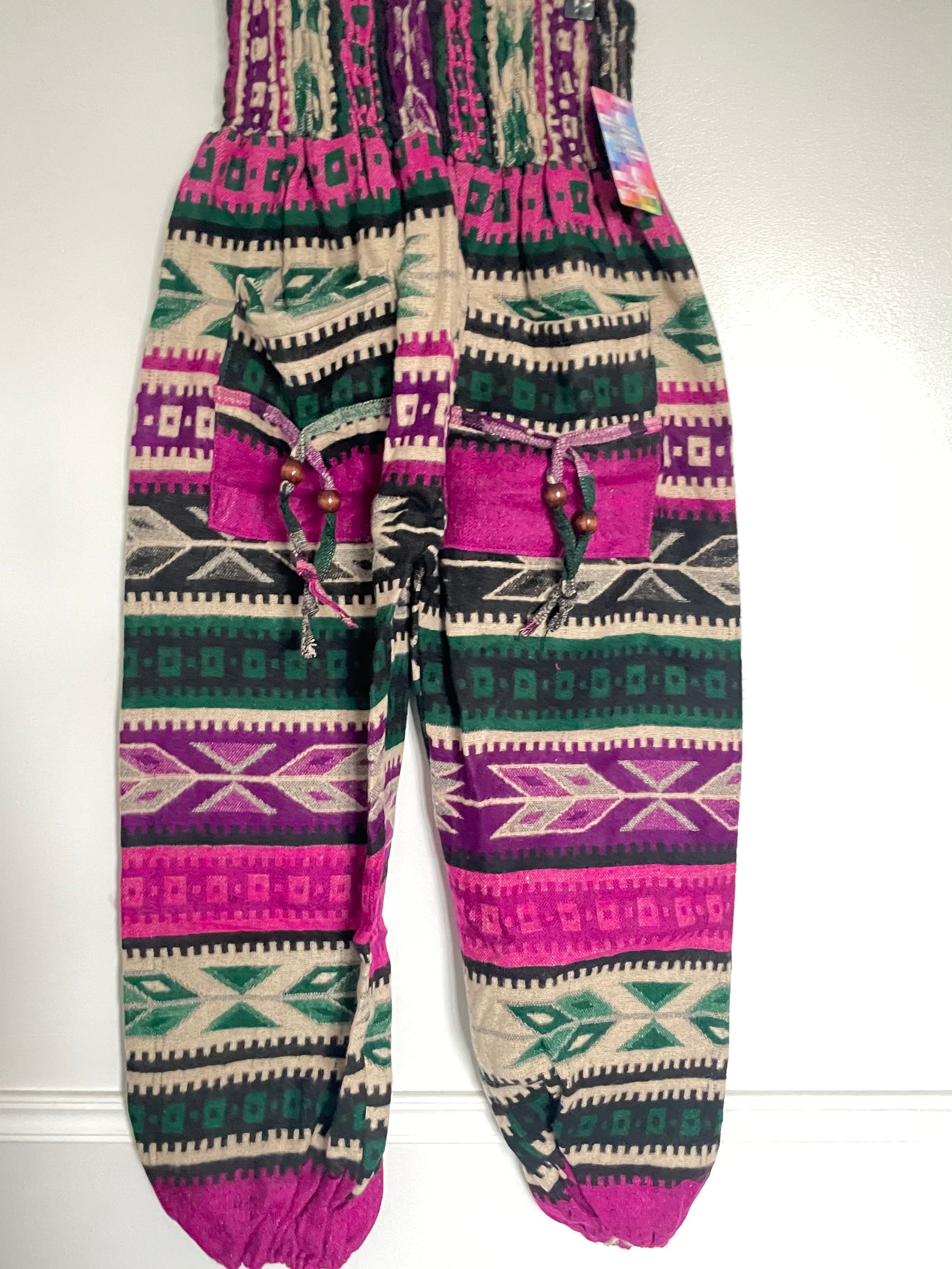 Snuggly Purple/Pink/Green Aztec Cashmelon Trousers, 23-46” Waist