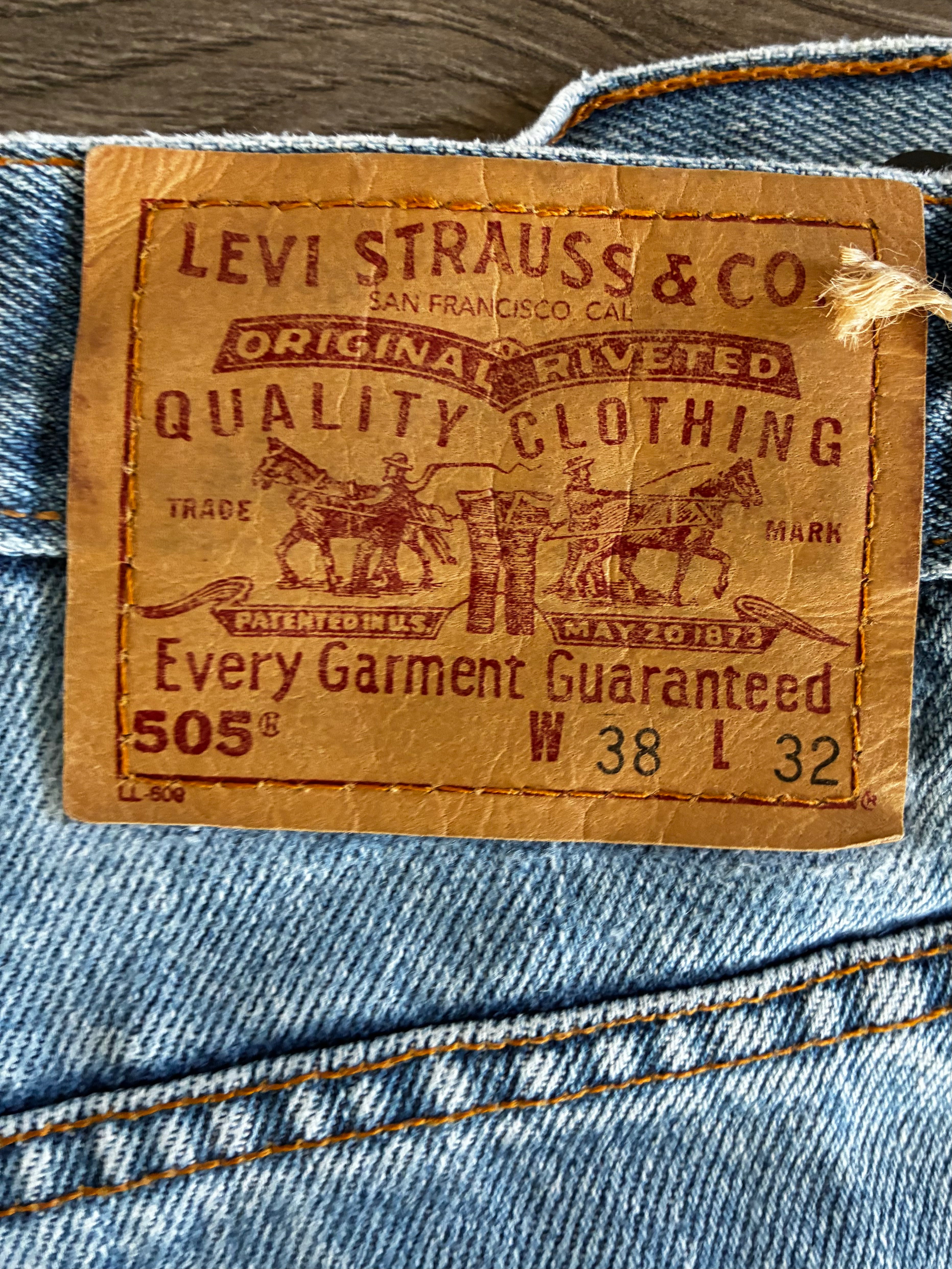 Vintage Levi's 505, Blue, Label - W38, L32, Actual Size - W38, L33