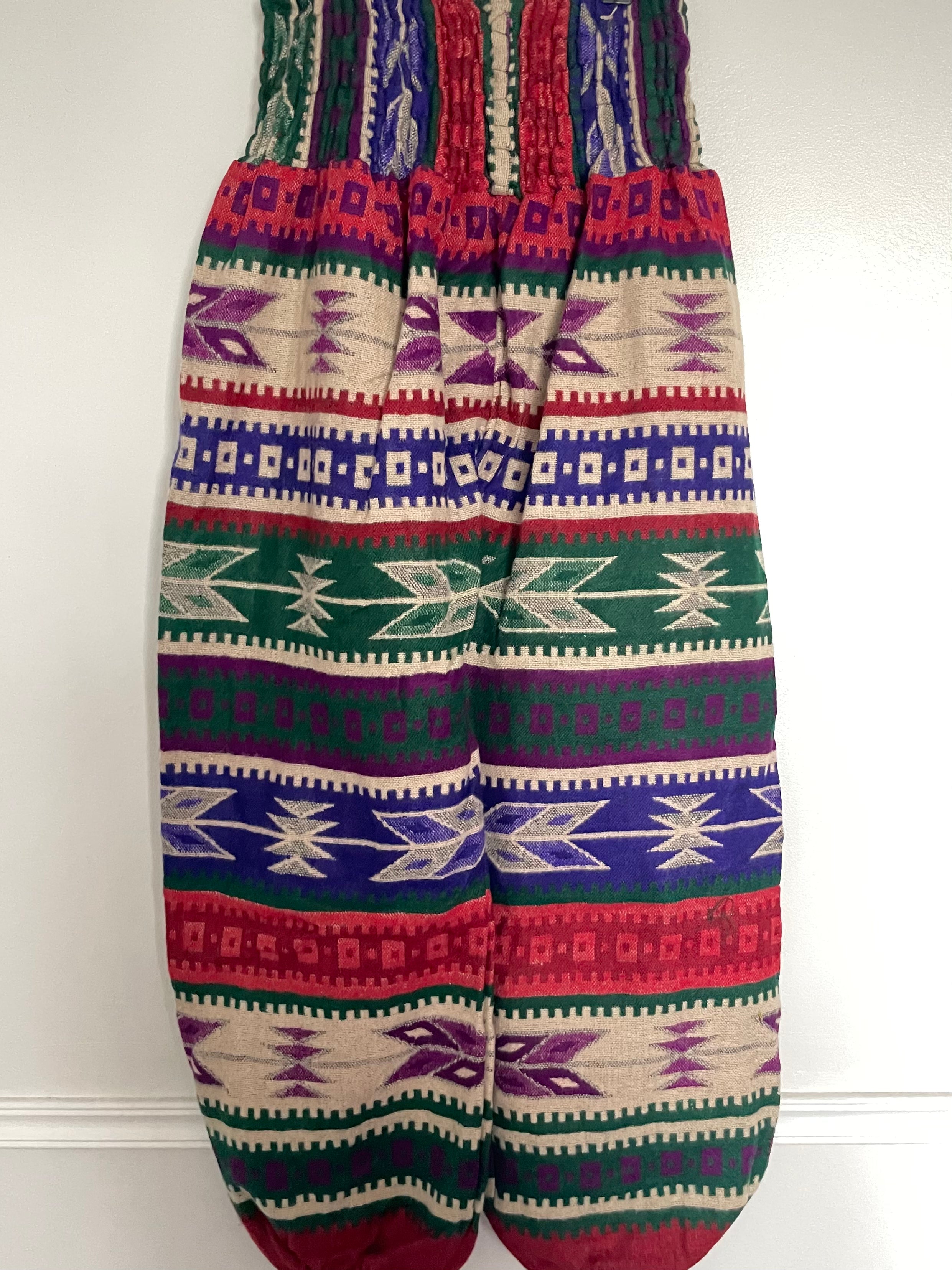 Snuggly Purple/Red/Green Aztec Cashmelon Trousers, 24-44” Waist