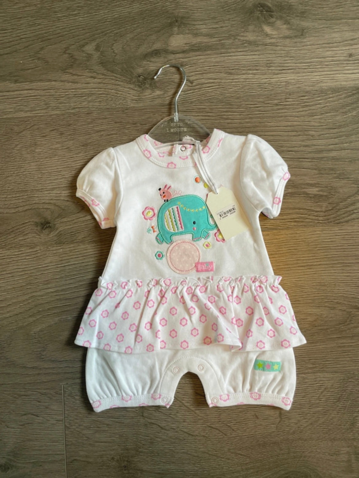 Elephant Romper with frilly skirt (0-3 months)