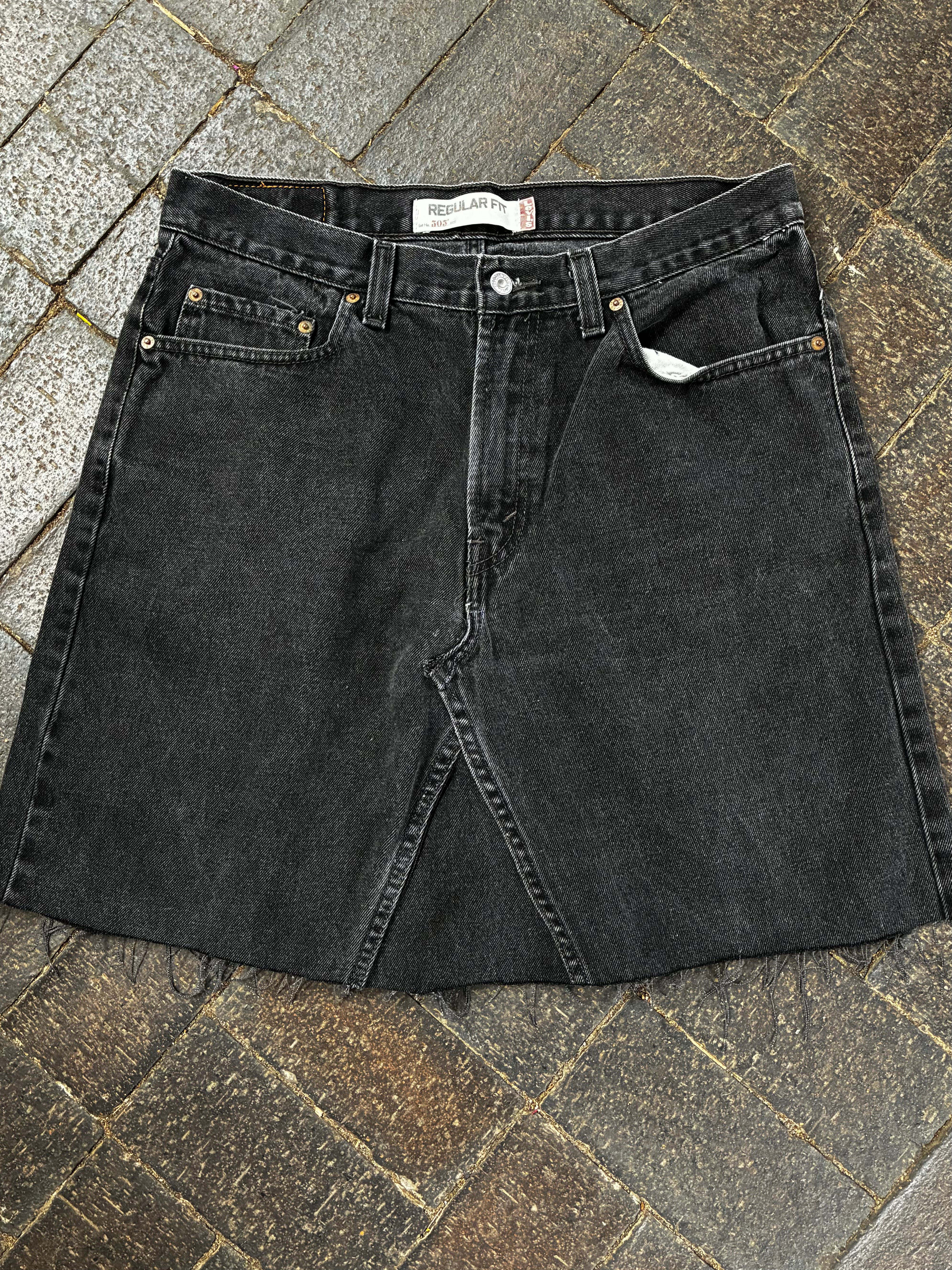 Vintage Up-cycled Levi's 505 Skirt, Black, Size 14
