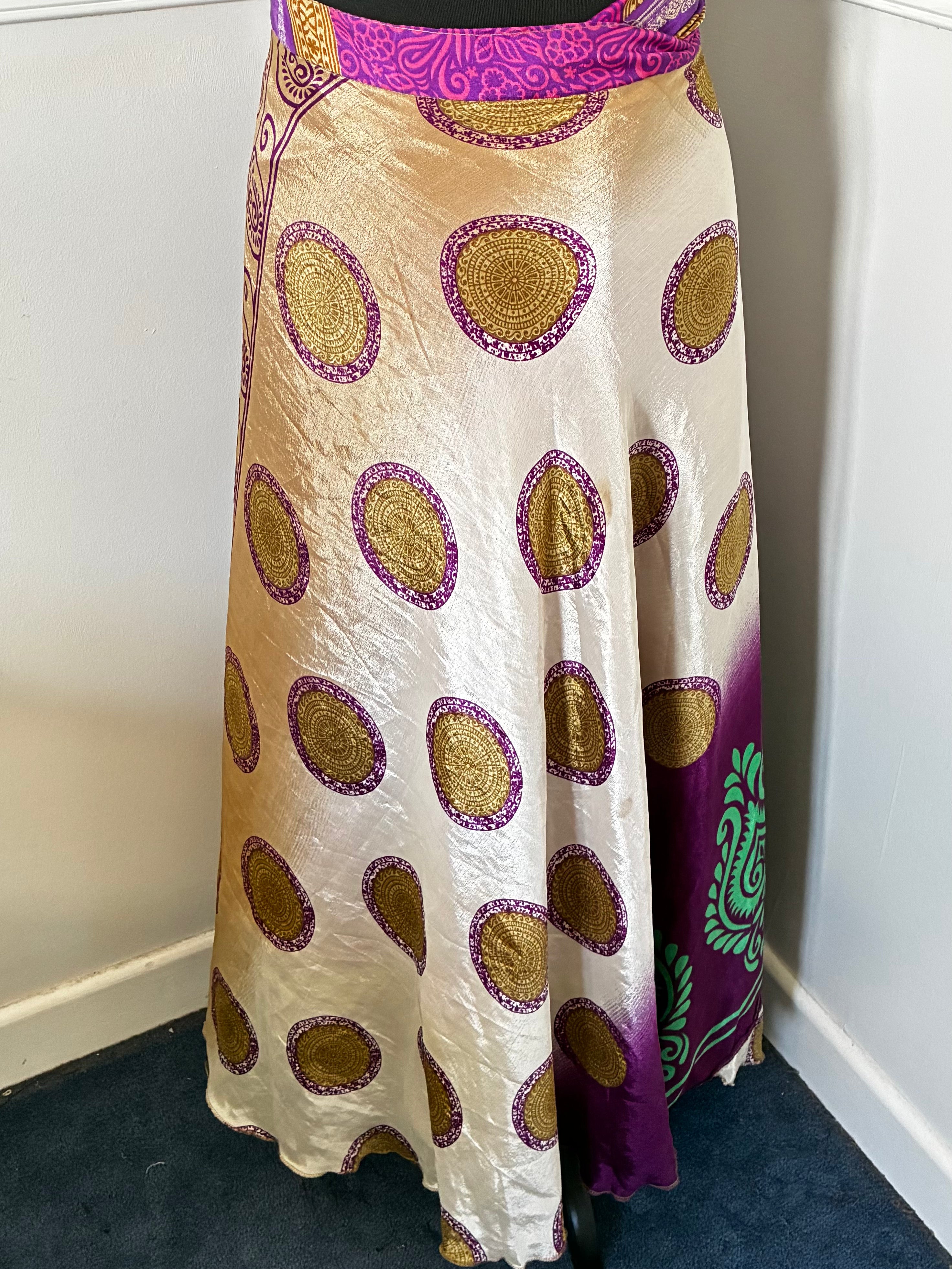 Recycled Saree Reversible Wrap Skirt