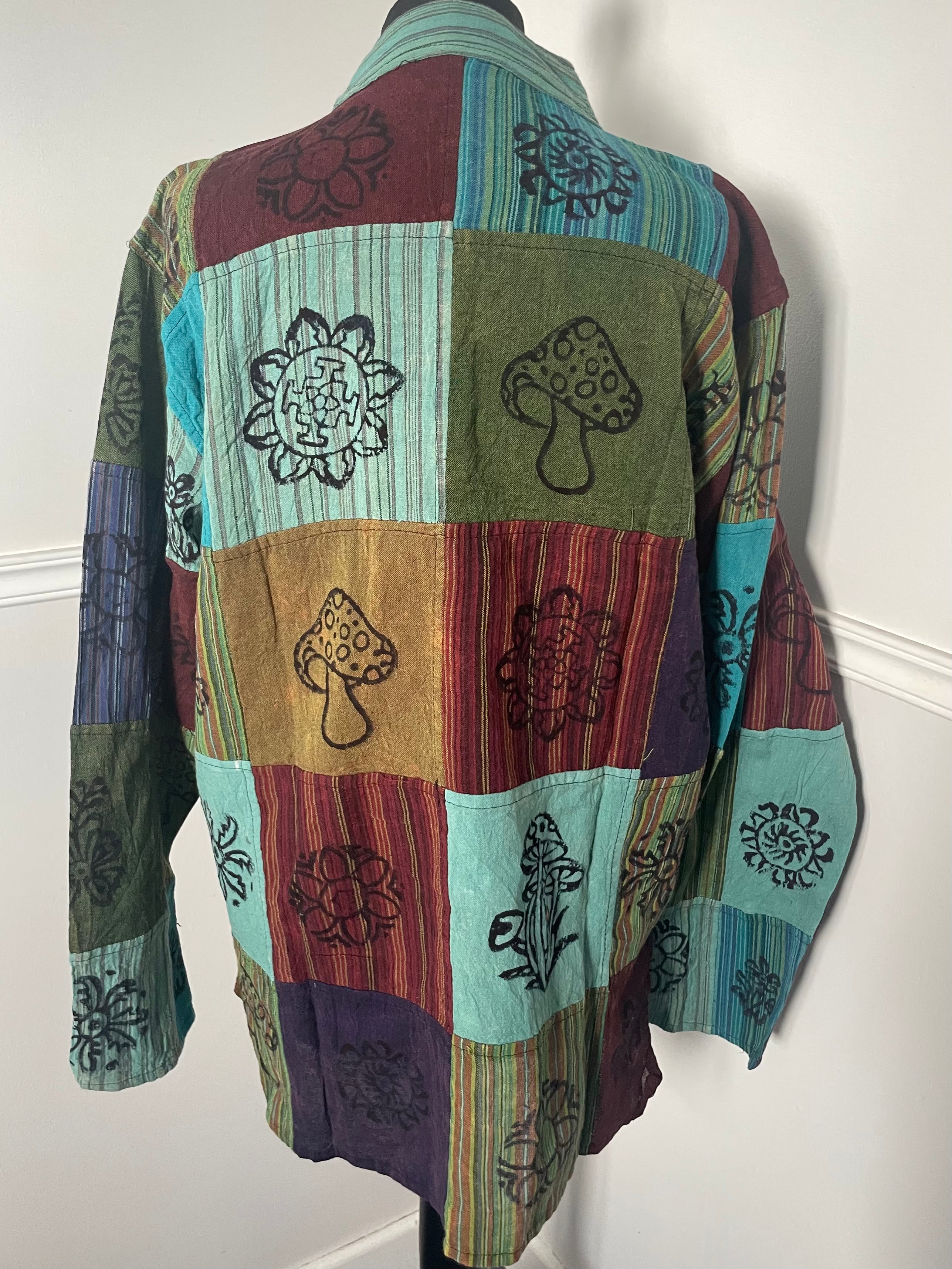 Patchwork Cotton Shirt, XXL